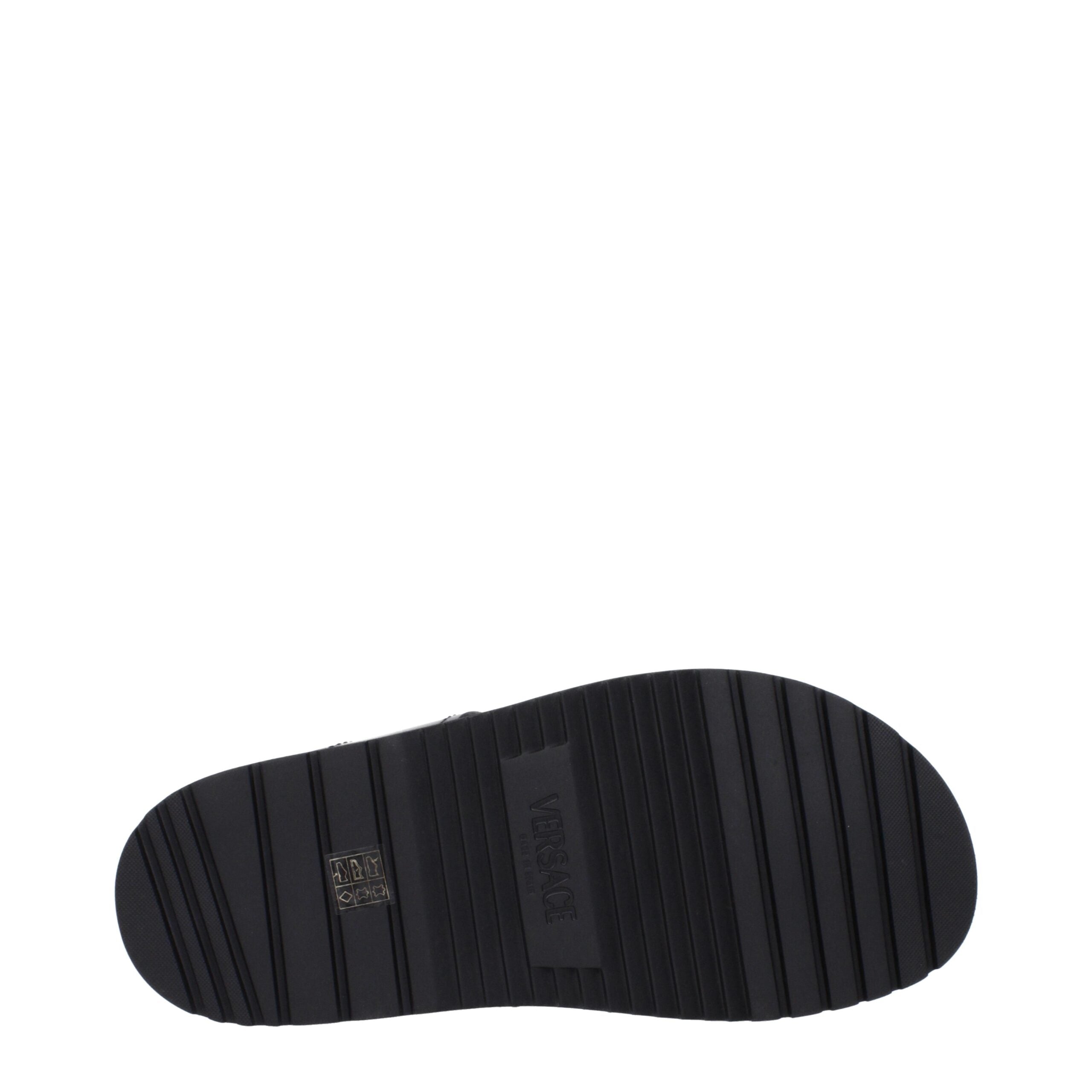 Versace Schwarze flache Sandalen aus Leder-5