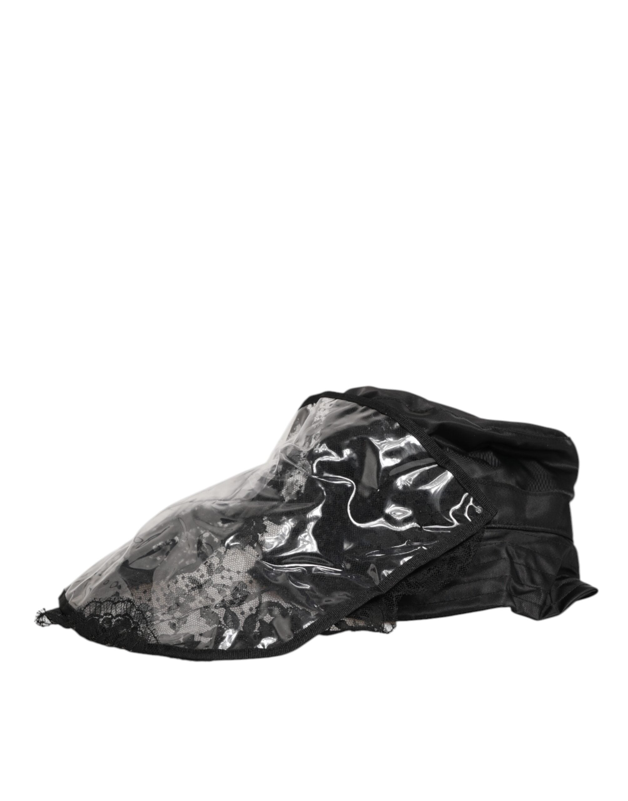 Dolce & Gabbana Black PVC Men's Bucket Cap with Wide Brim-3
