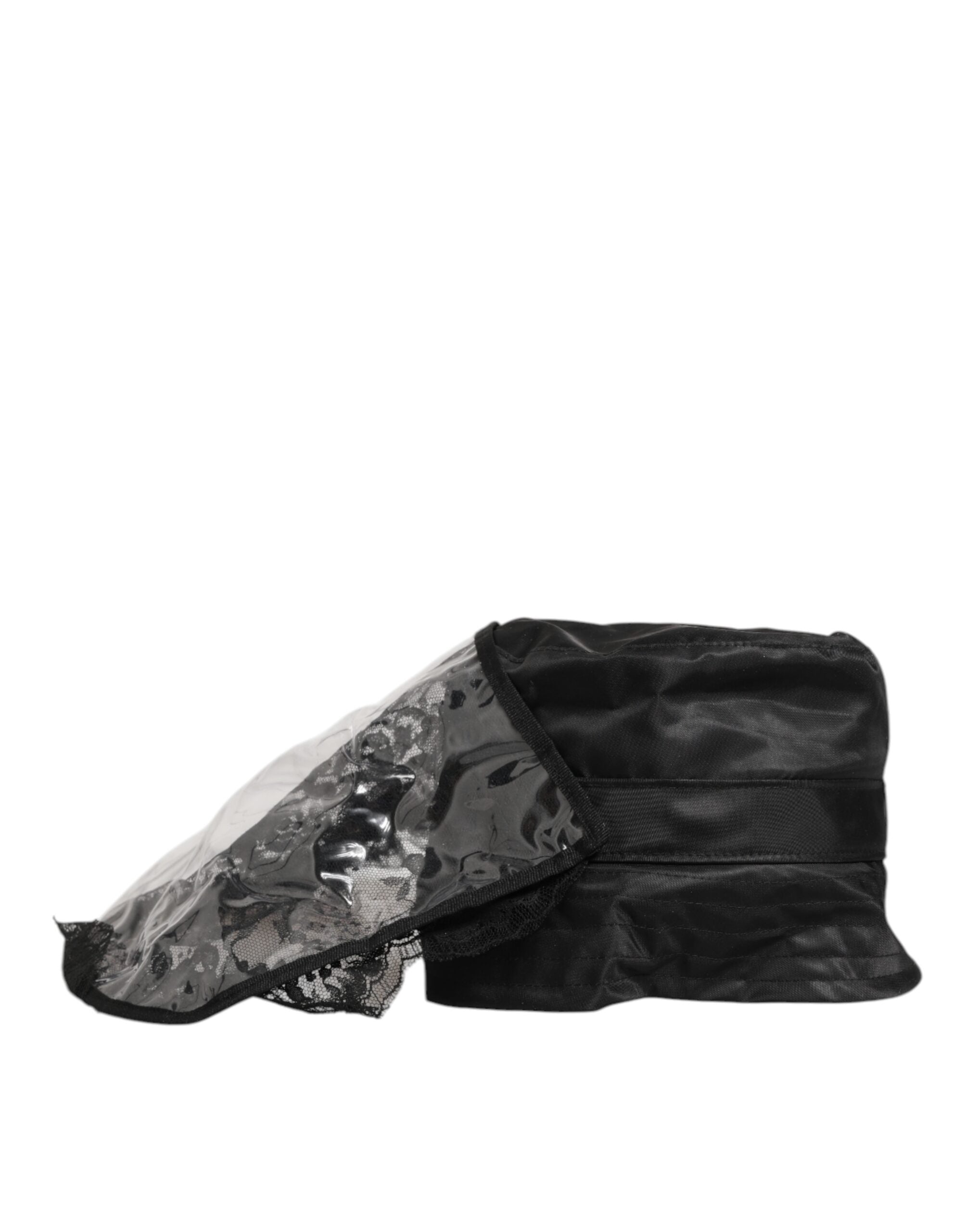 Dolce & Gabbana Black PVC Men's Bucket Cap with Wide Brim-4