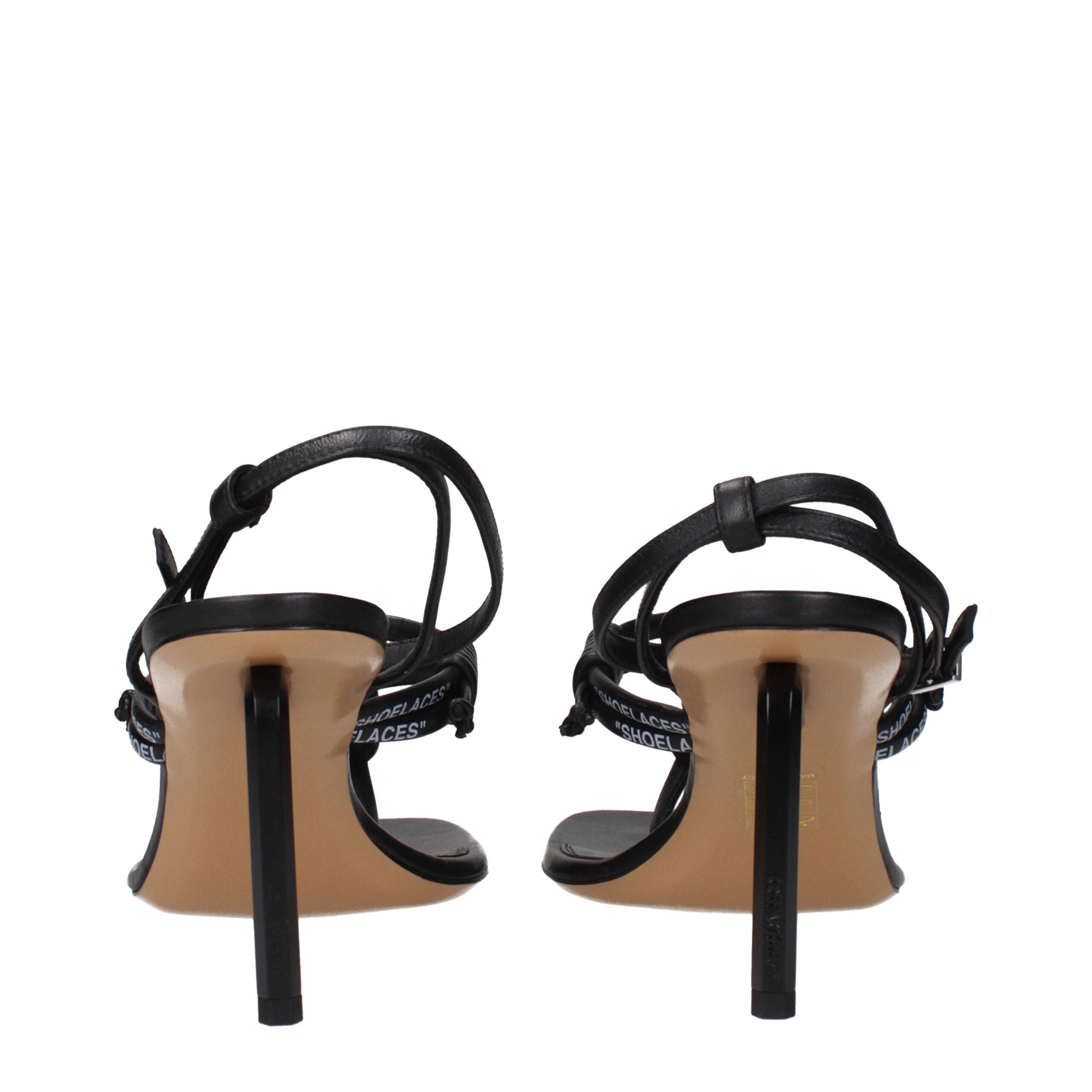 Off-White Schwarze Leder-Flip-Flop-Sandalen-5