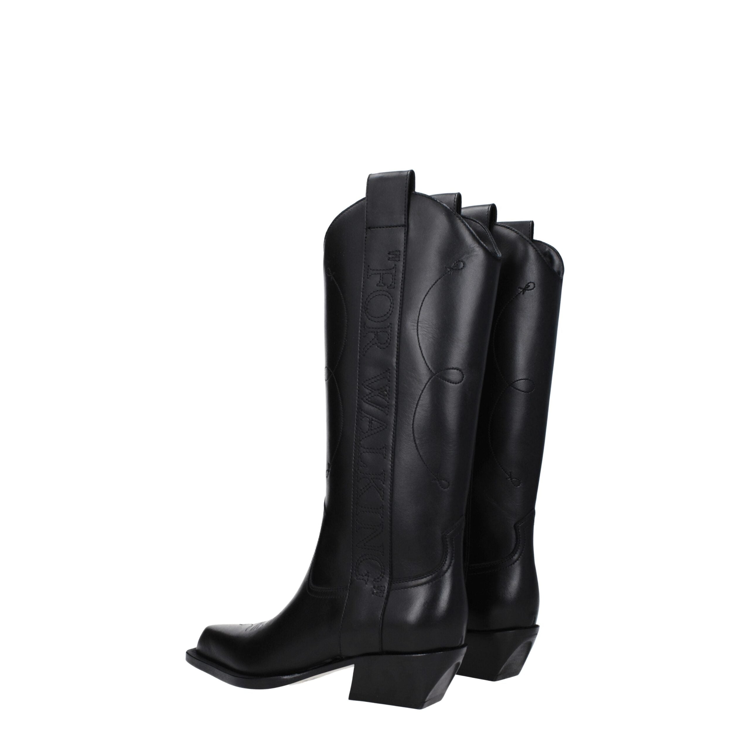 Off-White Schwarze Lederstiefel mit hohem Absatz-4