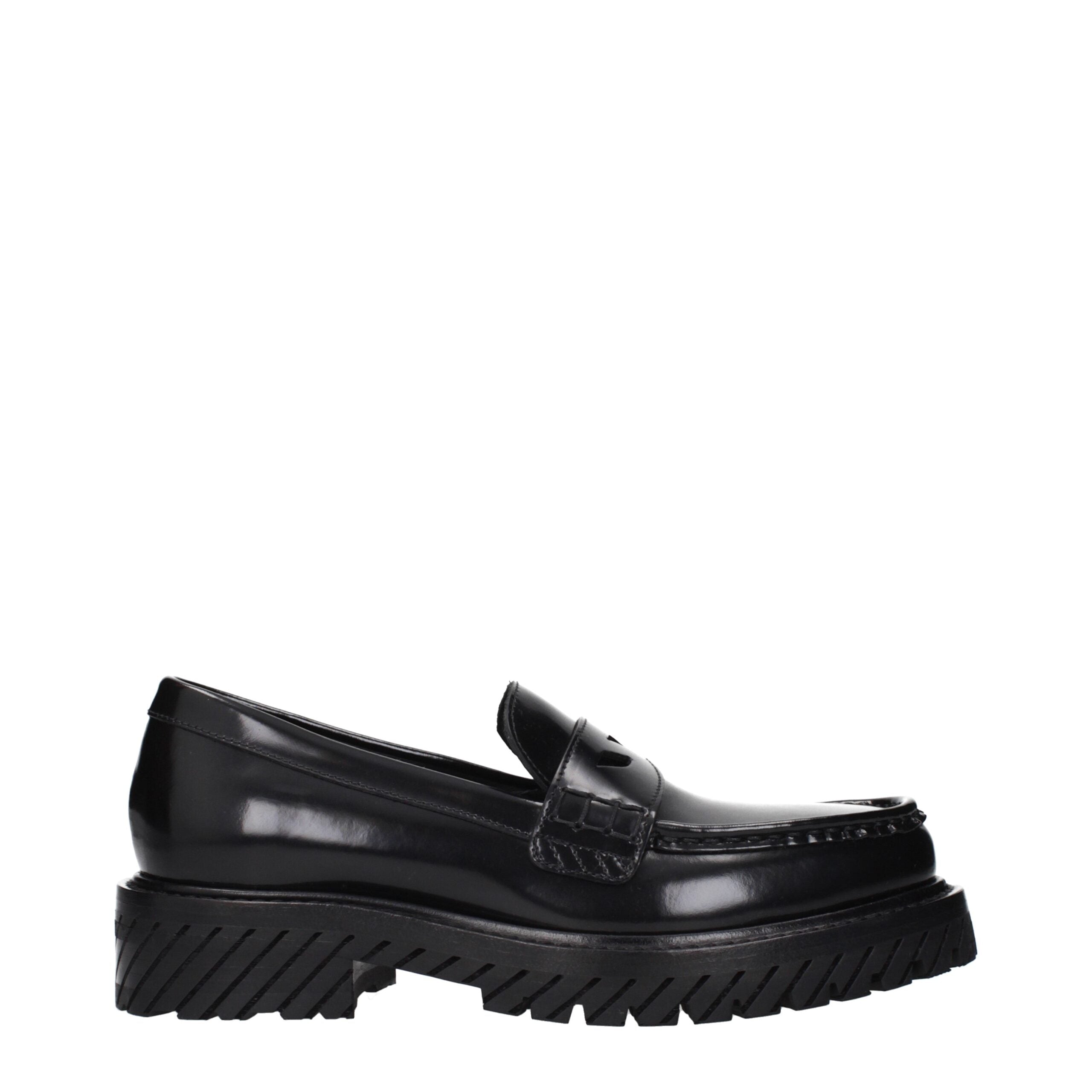 Off-White Schwarze Leder Loafer zum Hineinschlüpfen-1