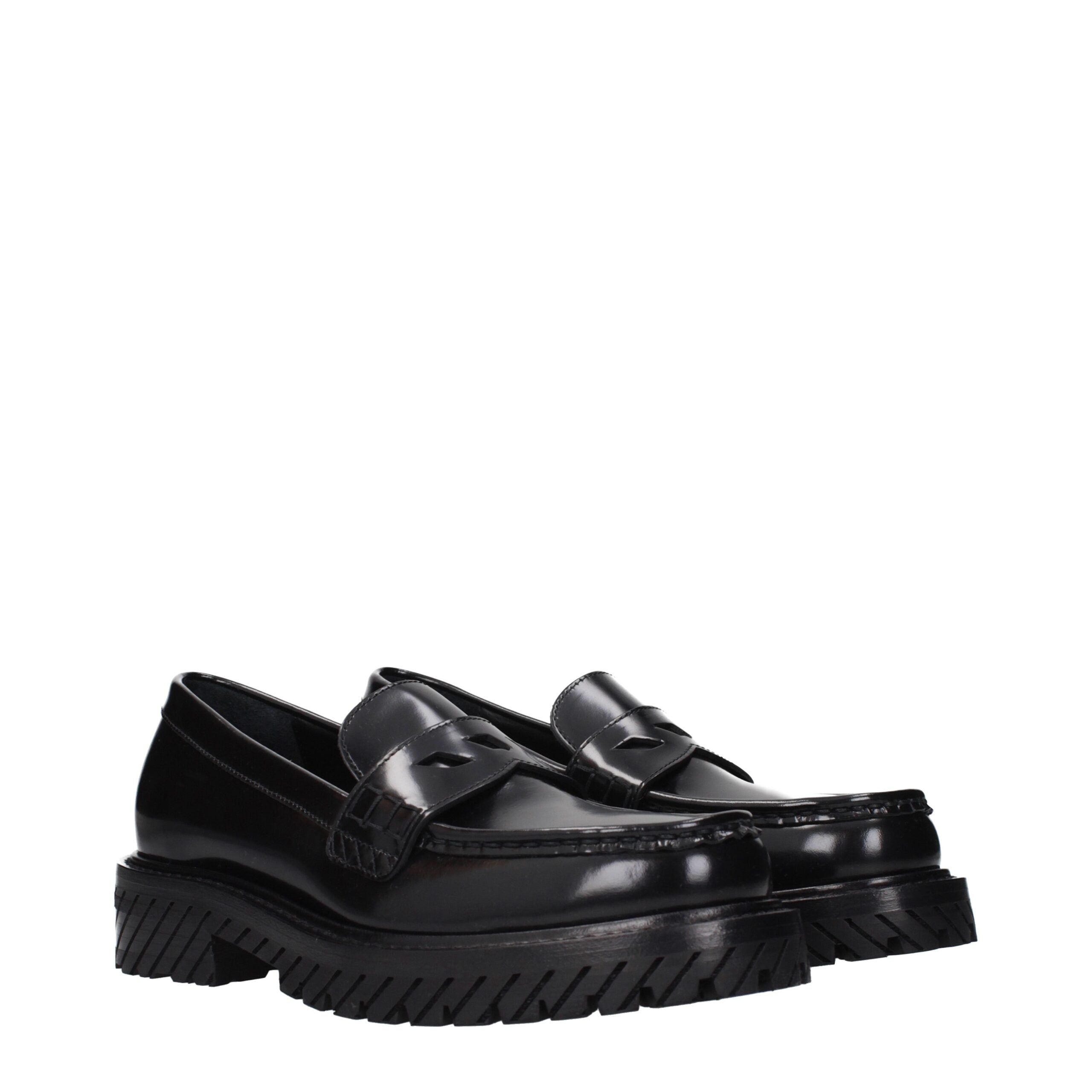 Off-White Schwarze Leder Loafer zum Hineinschlüpfen-2