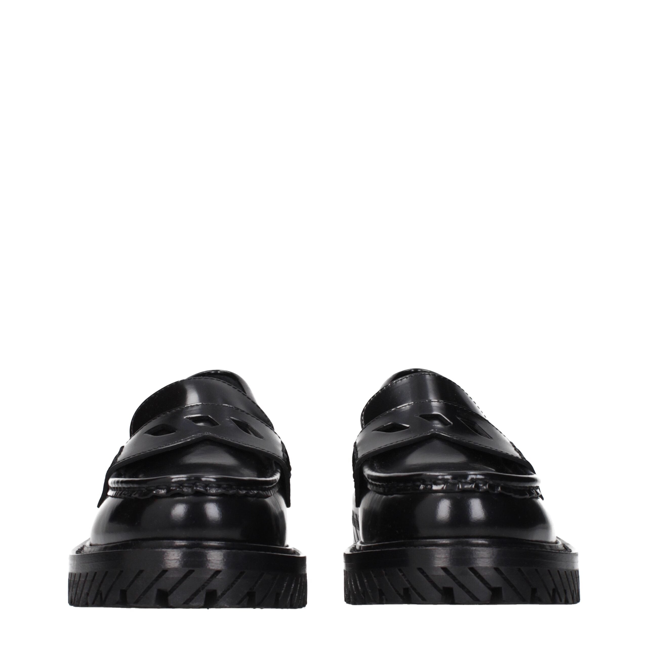 Off-White Schwarze Leder Loafer zum Hineinschlüpfen-3