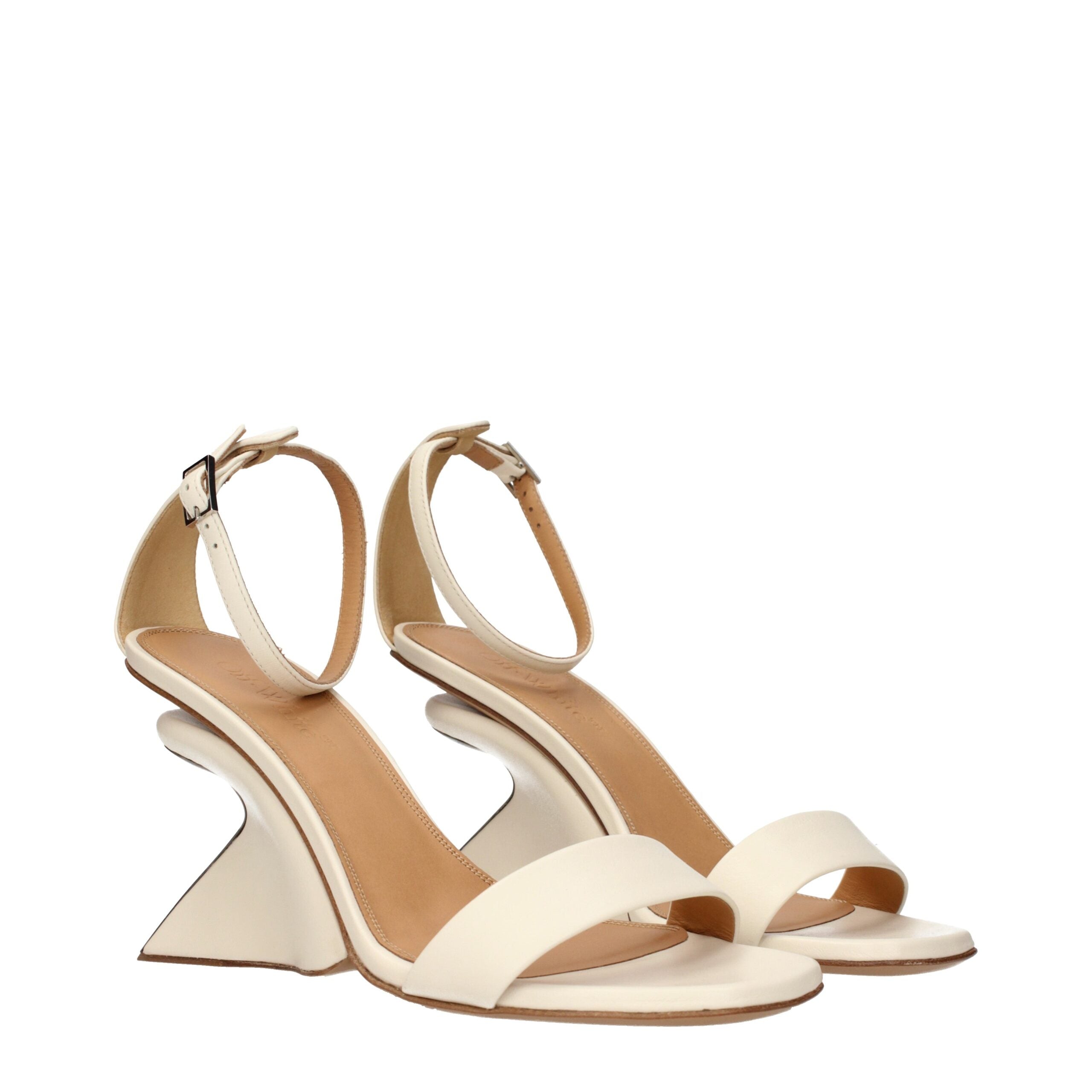 Off-White Beige Leather Platform Sandals-2