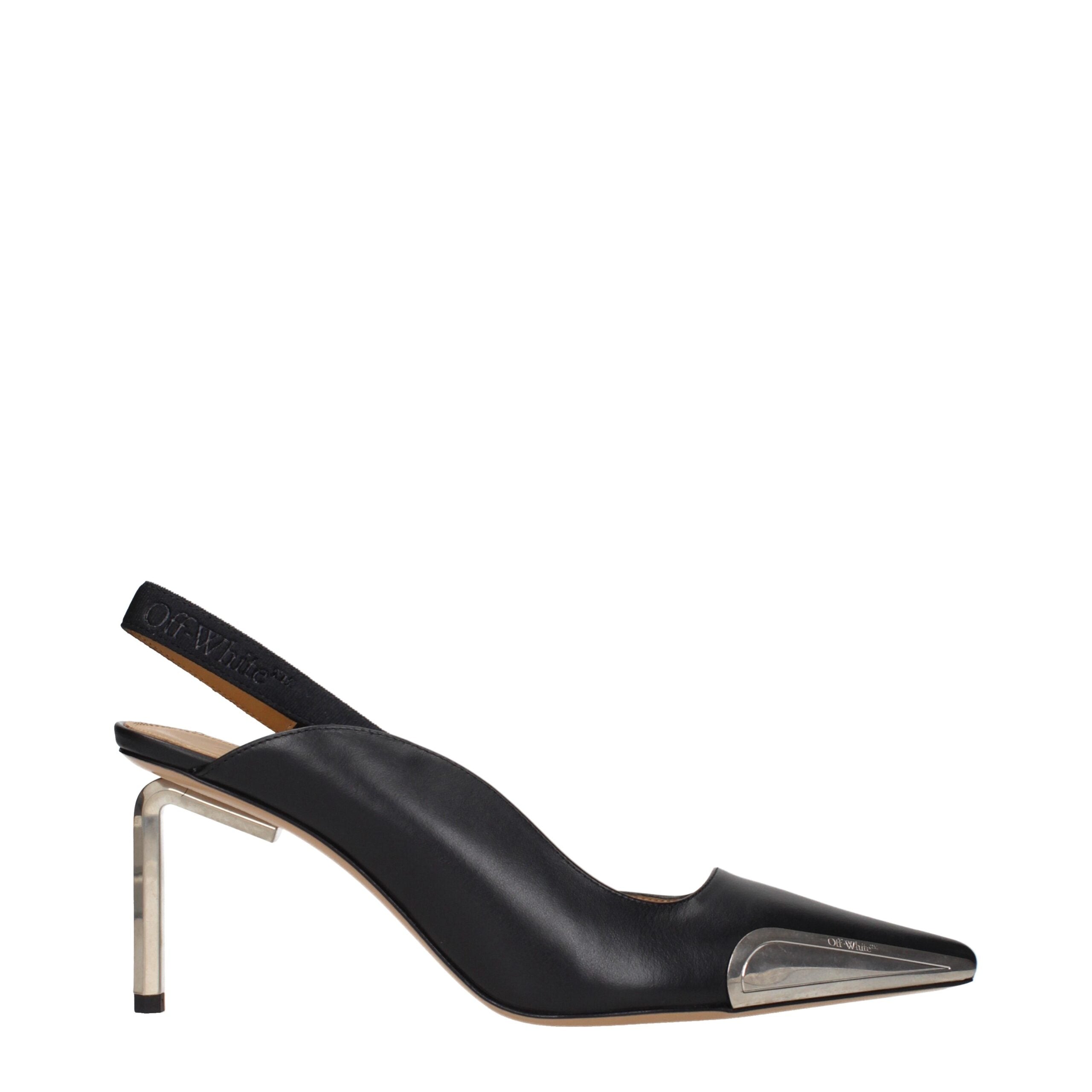Off-White Schwarze Leder Pumps mit hohem Absatz-1