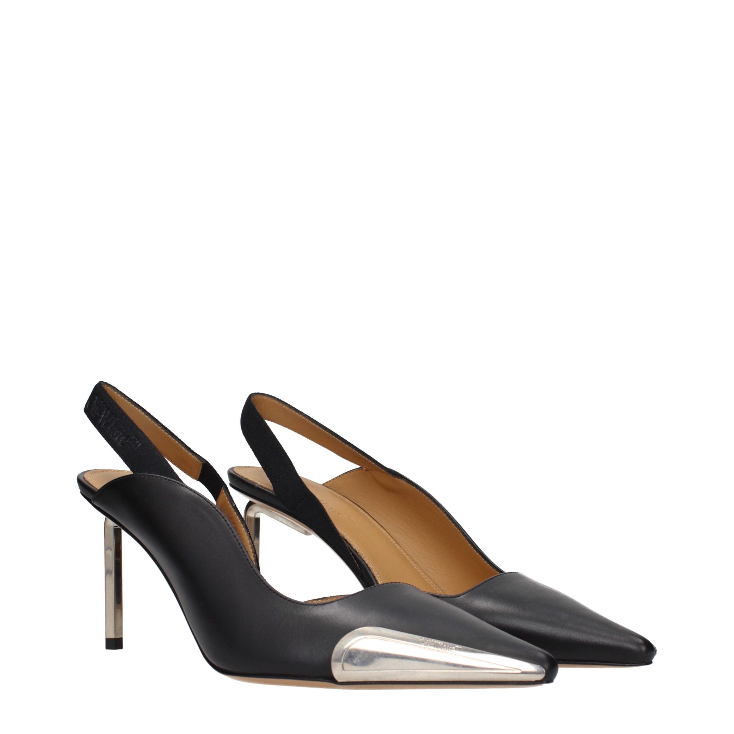 Off-White Schwarze Leder Pumps mit hohem Absatz-2