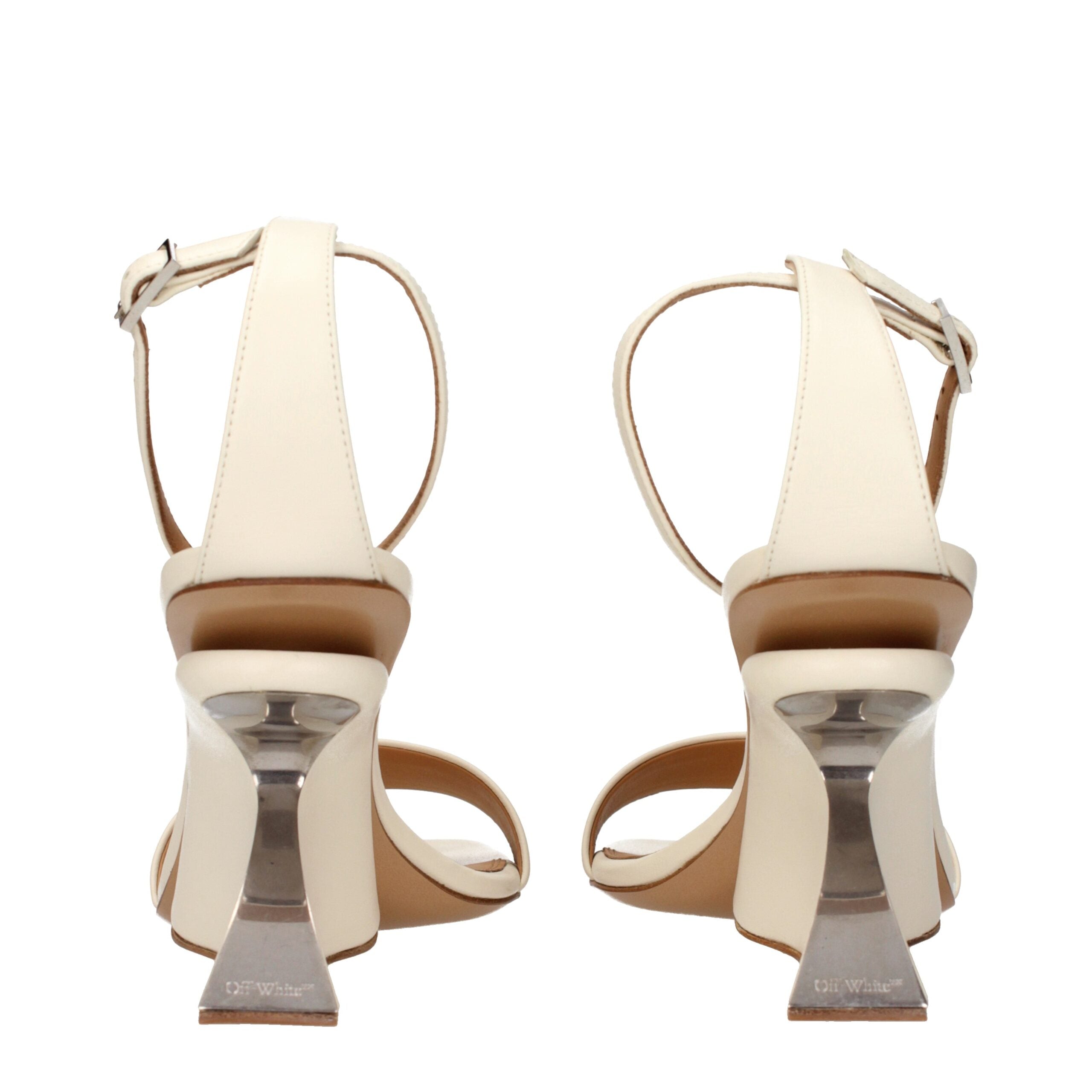 Off-White Beige Leather Platform Sandals-5