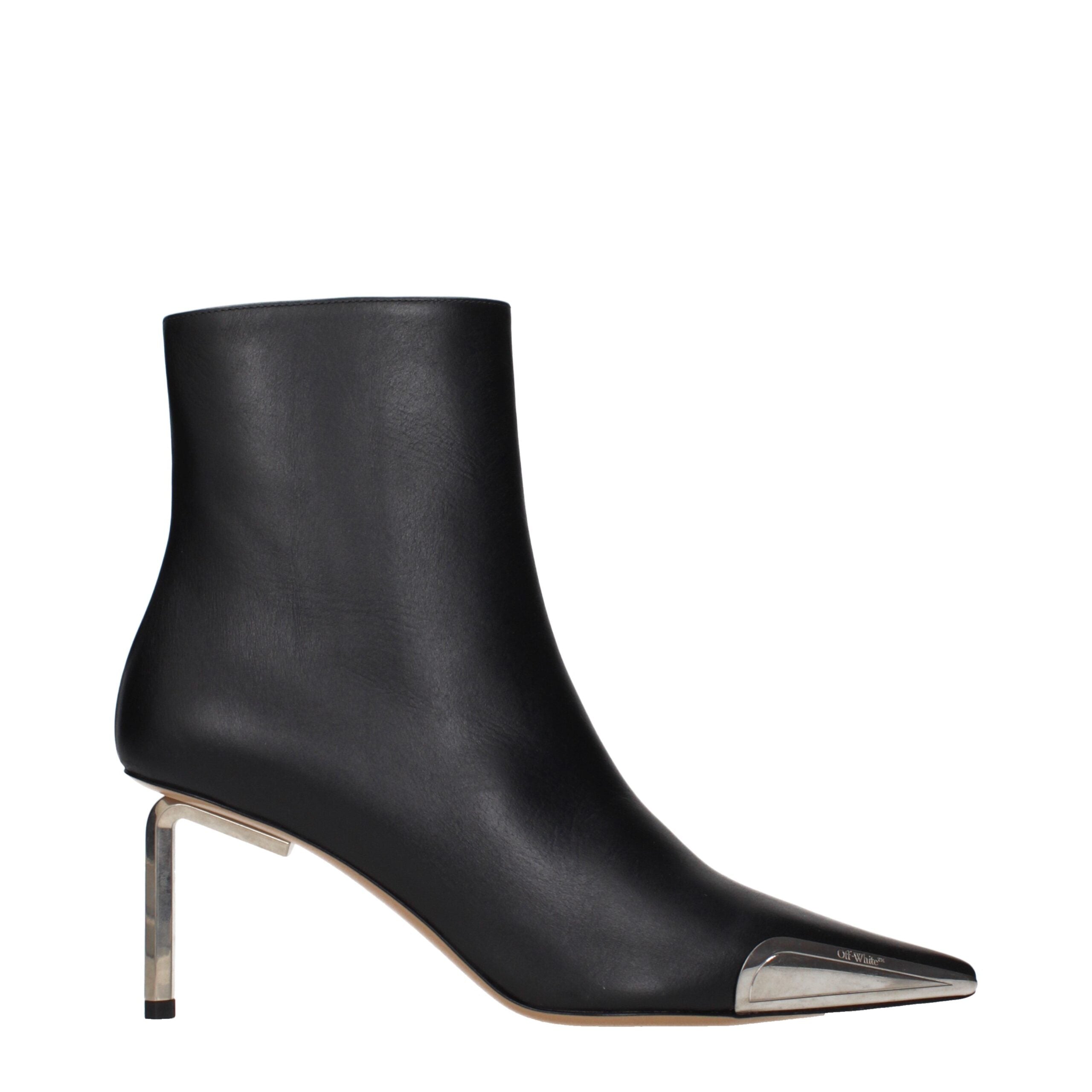 Off-White Schwarze Leder-Stiefeletten-1