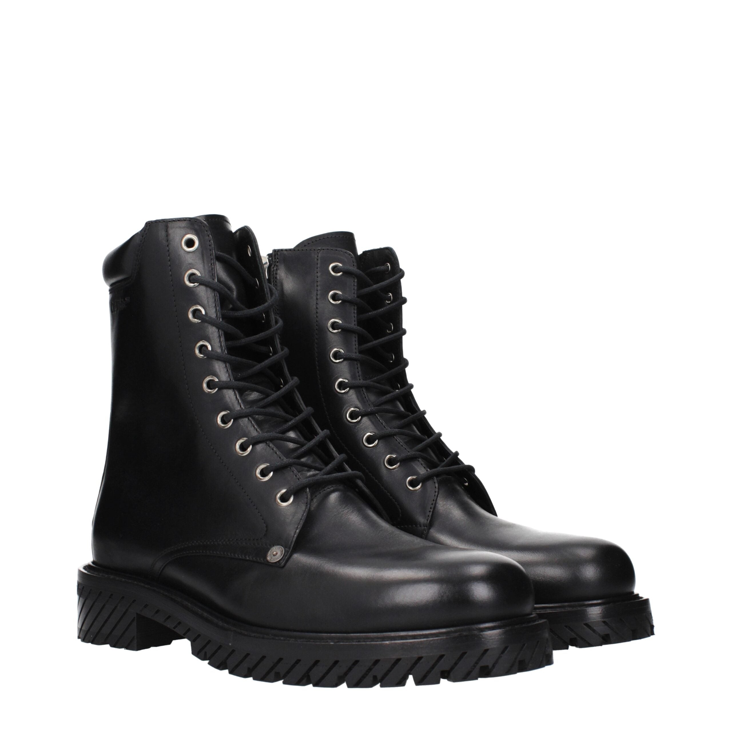 Off-White Schwarze Leder-Stiefeletten-2