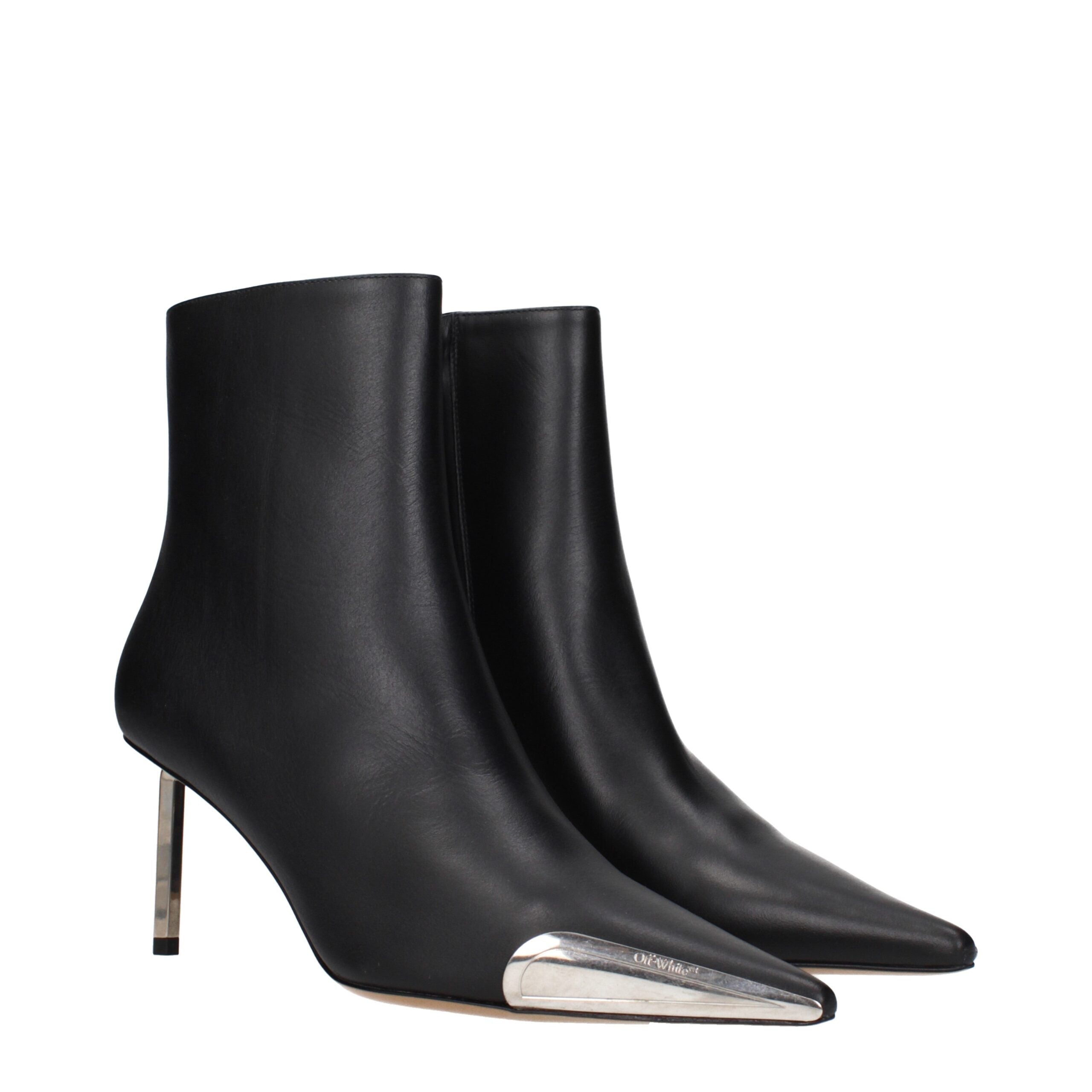 Off-White Schwarze Leder-Stiefeletten-2