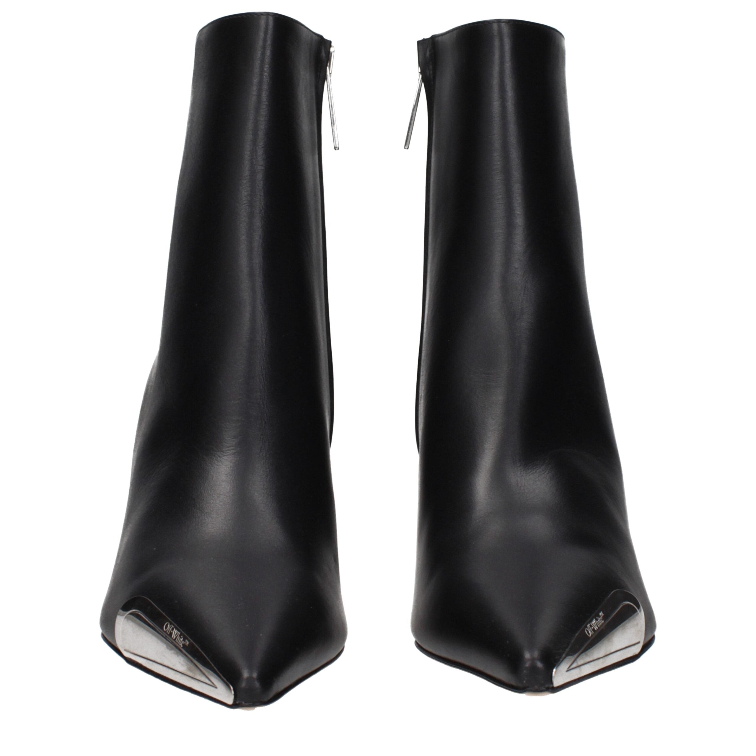 Off-White Schwarze Leder-Stiefeletten-3
