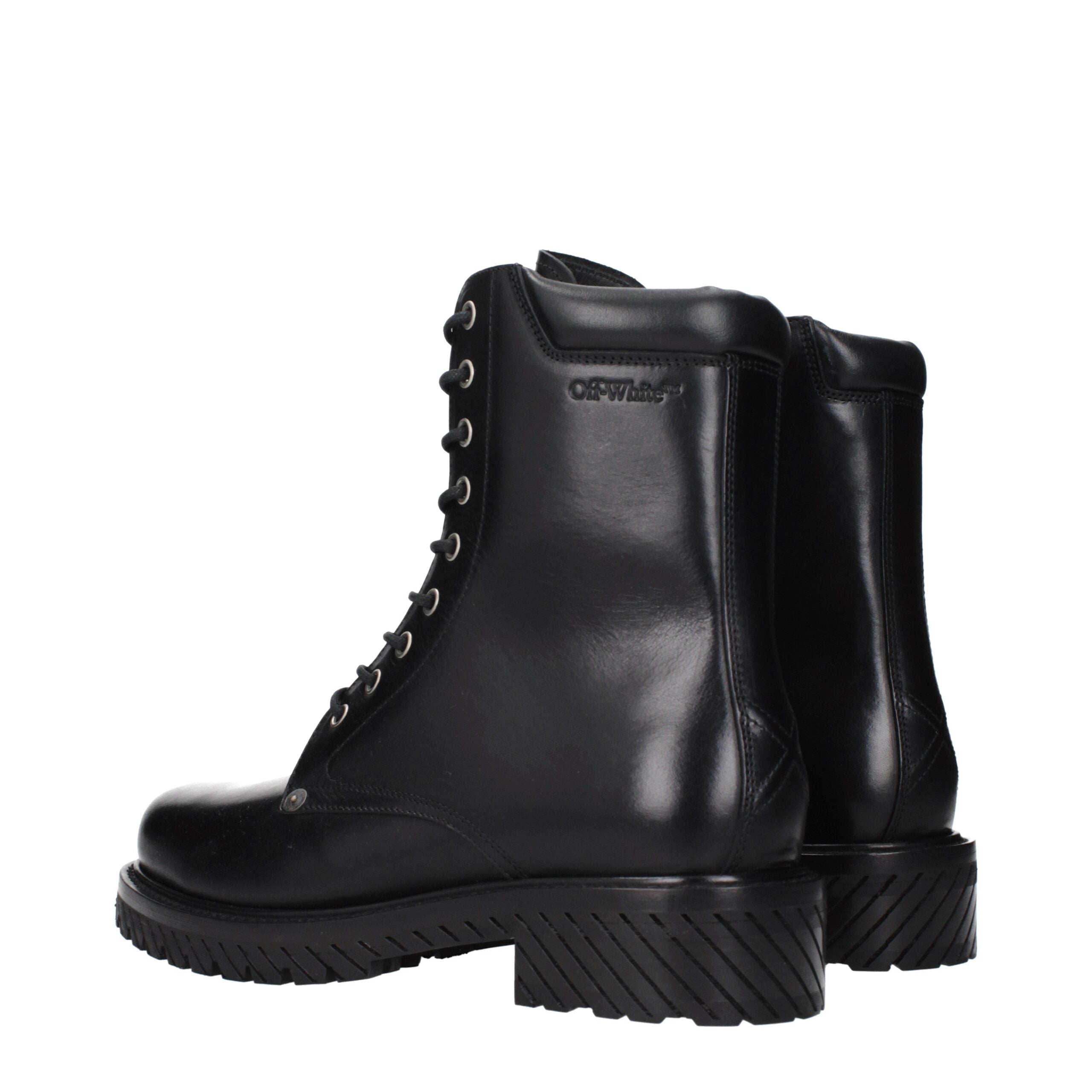Off-White Schwarze Leder-Stiefeletten-4