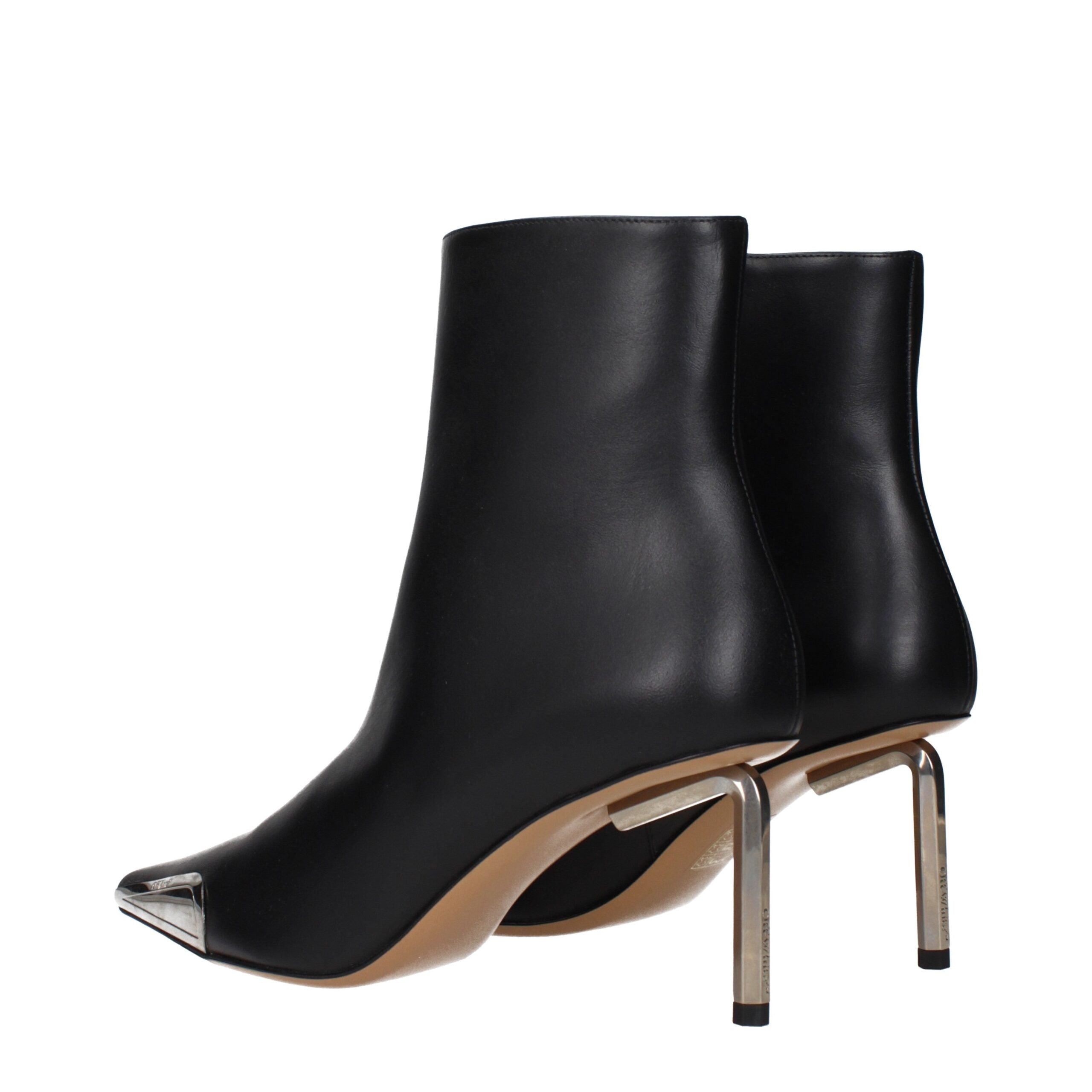 Off-White Schwarze Leder-Stiefeletten-4