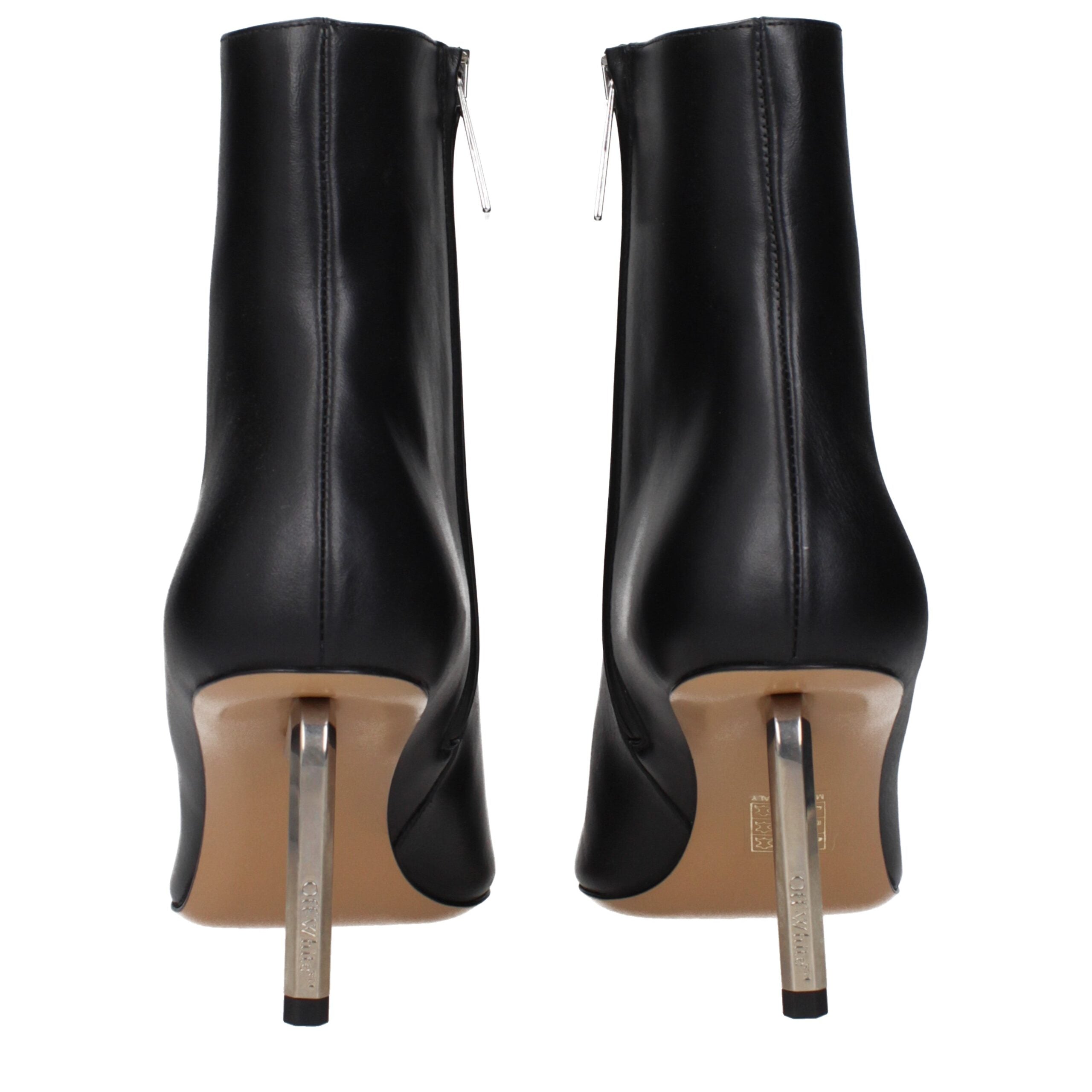 Off-White Schwarze Leder-Stiefeletten-5