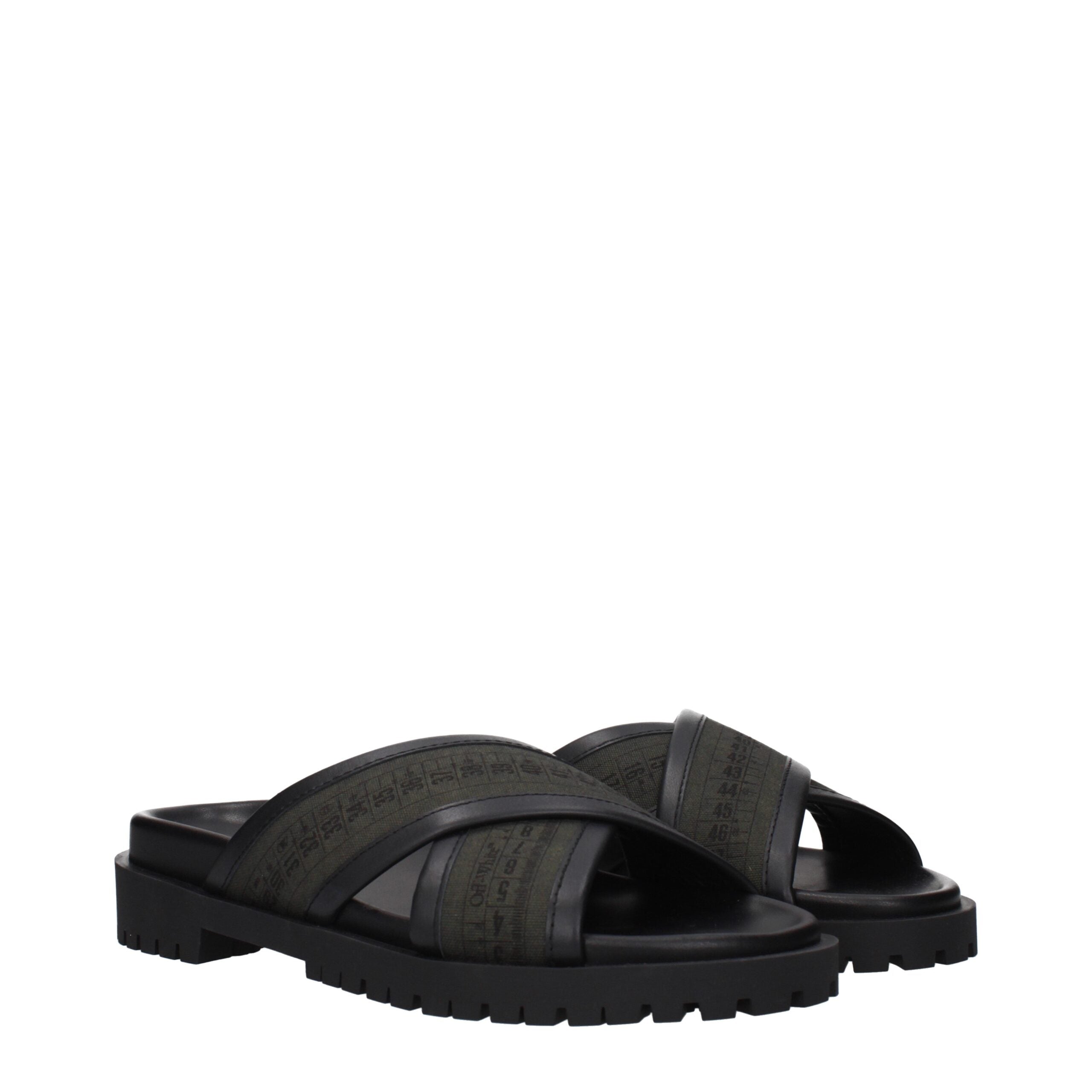 Off-White Grüne Stoff-Sandalen-2