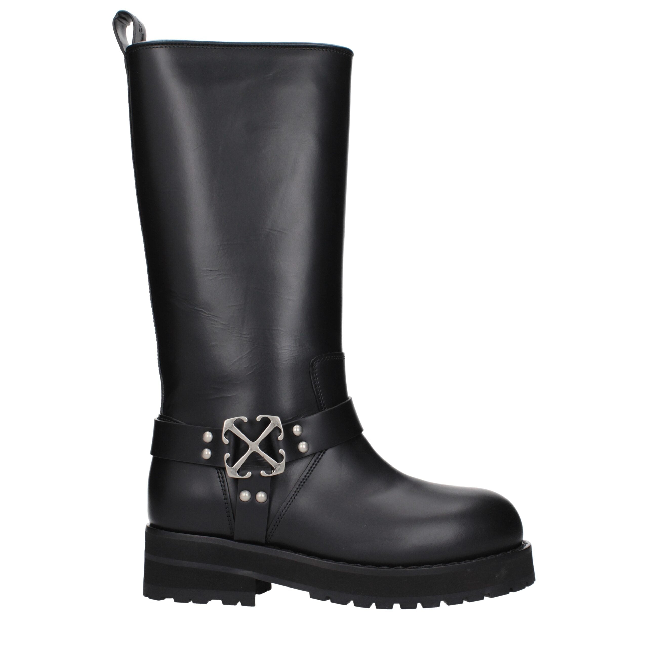Off-White Schwarze Lederstiefel-1