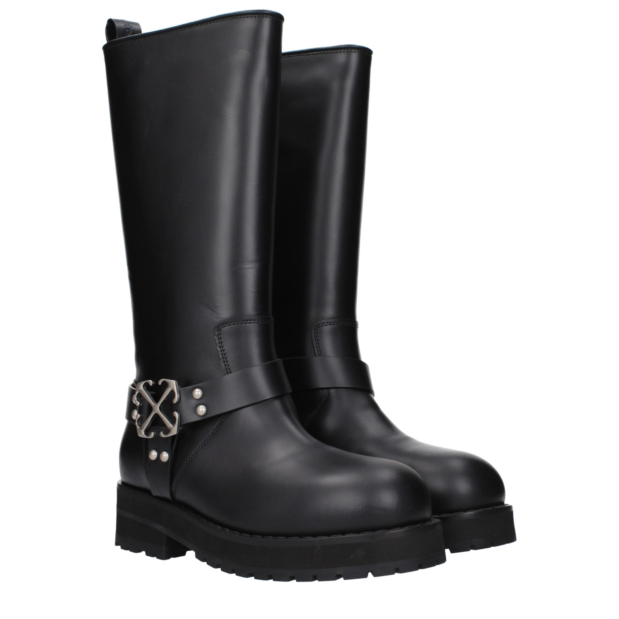 Off-White Schwarze Lederstiefel-2