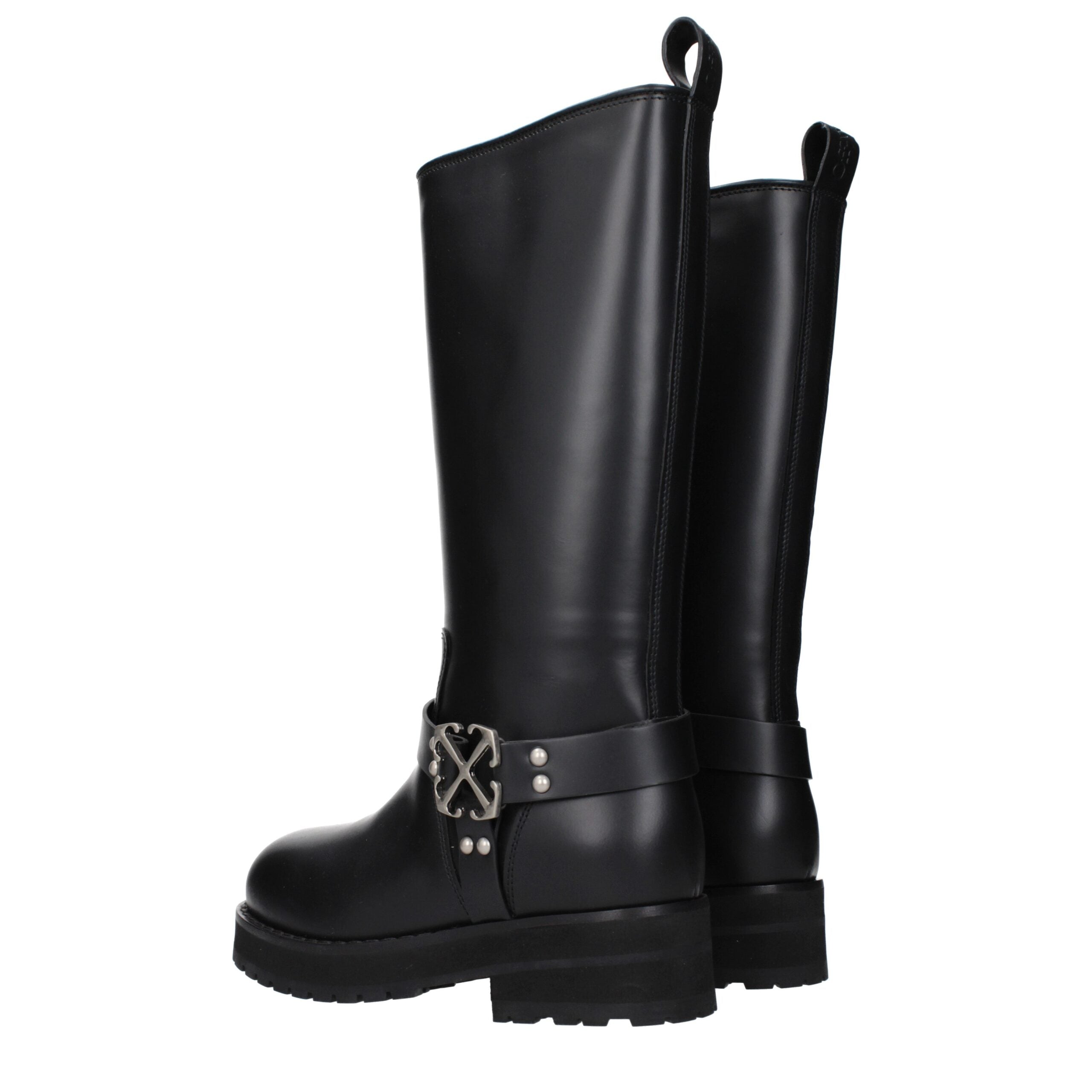 Off-White Schwarze Lederstiefel-4
