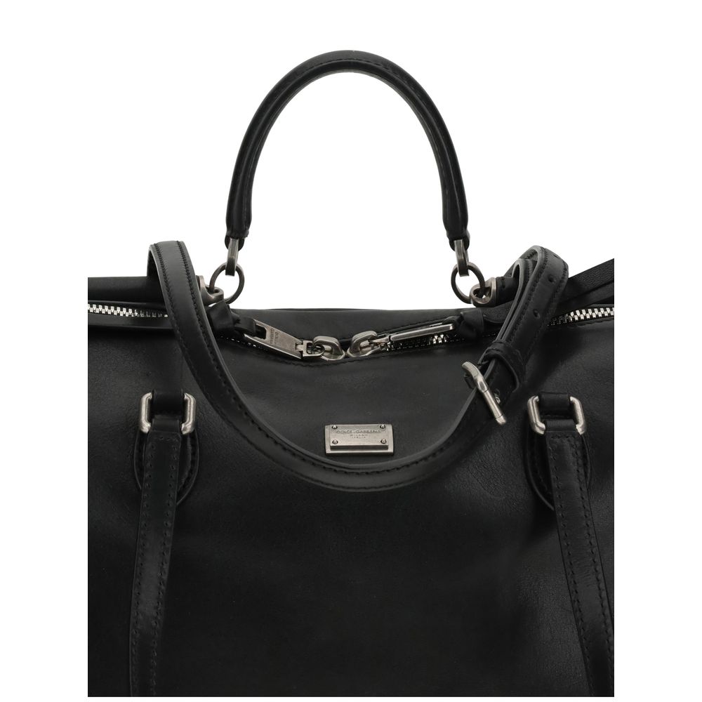 Dolce & Gabbana Schwarze Schultertasche aus Kalbsleder Bos Taurus-4