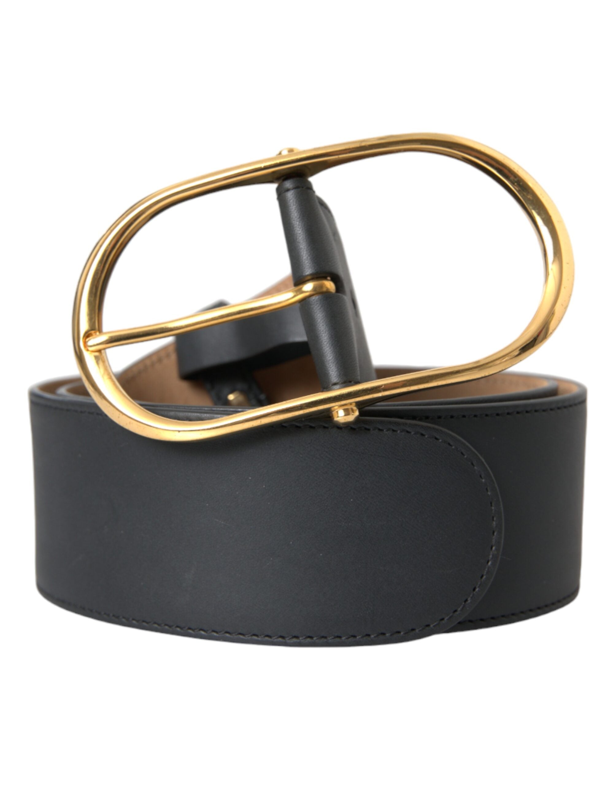 Dolce & Gabbana Classic black leather belt with oval metal buckle-2