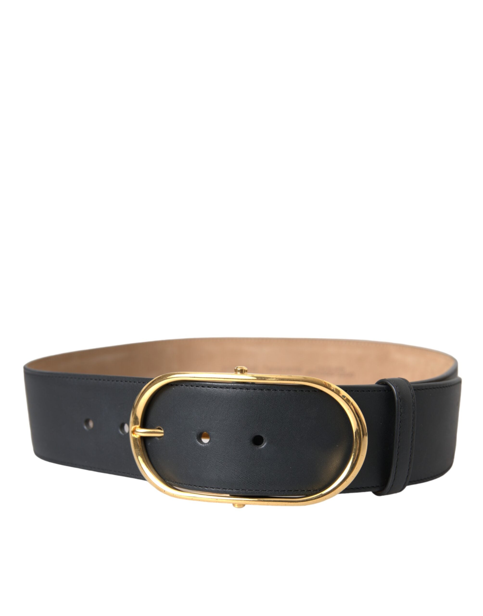 Dolce & Gabbana Classic black leather belt with oval metal buckle-3