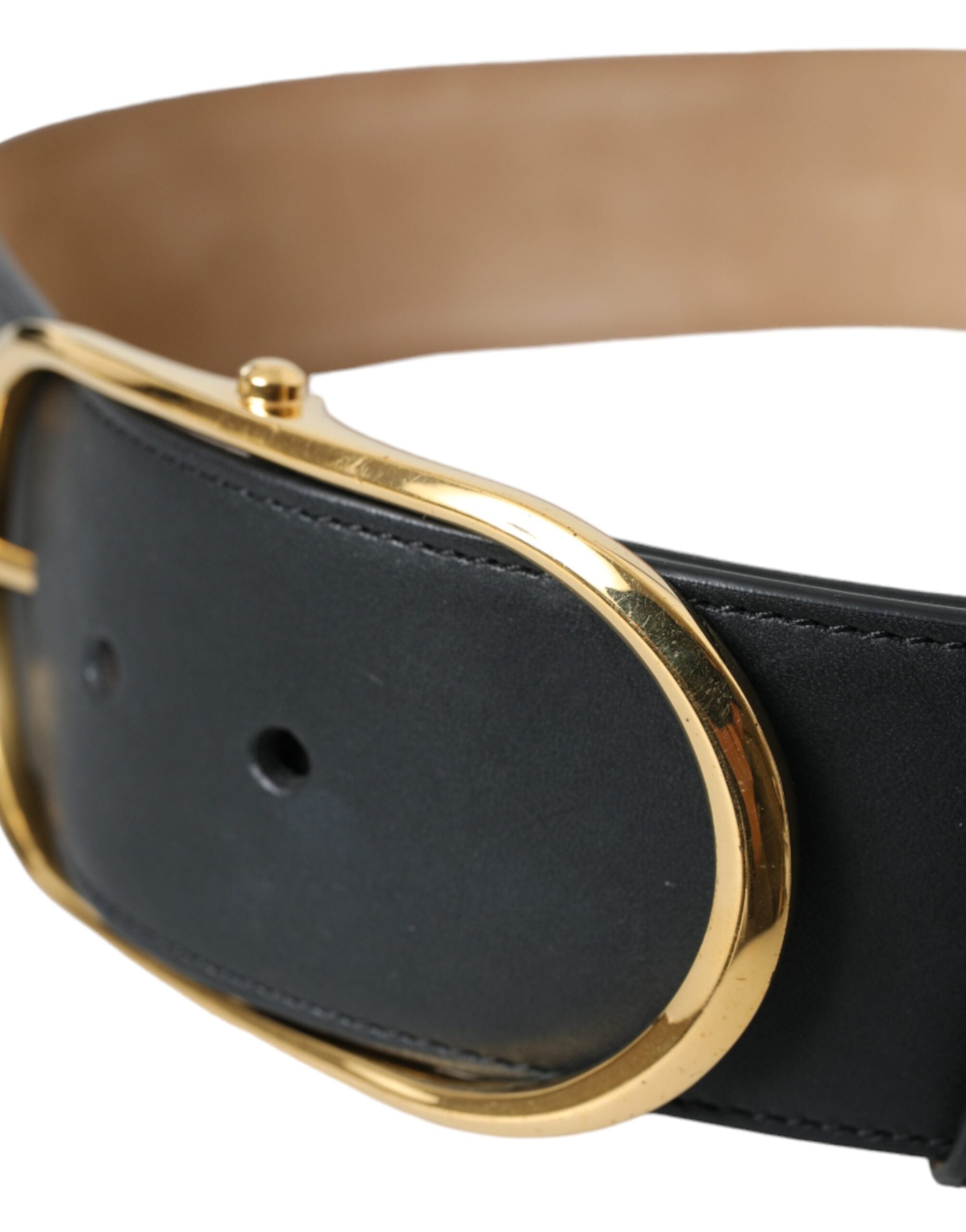 Dolce & Gabbana Classic black leather belt with oval metal buckle-4