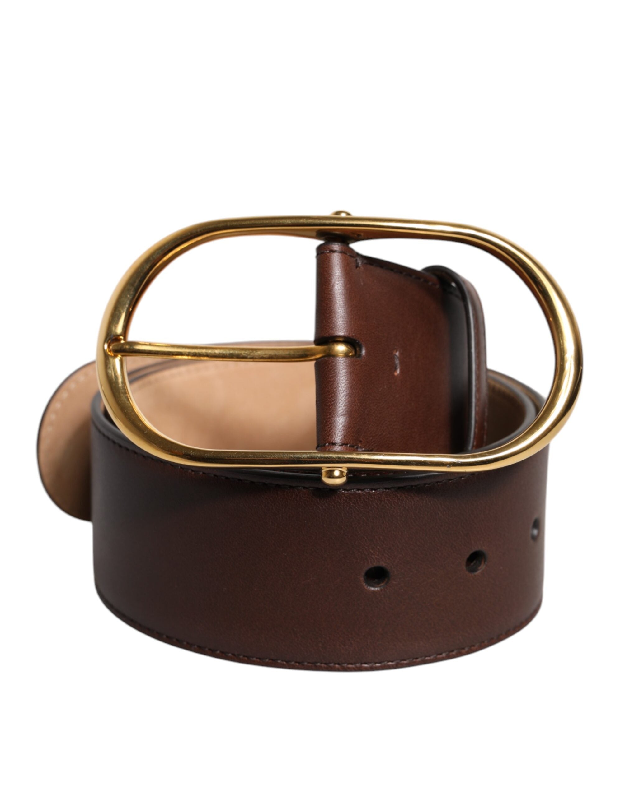 Dolce & Gabbana brown leather belt with oval metal buckle-1