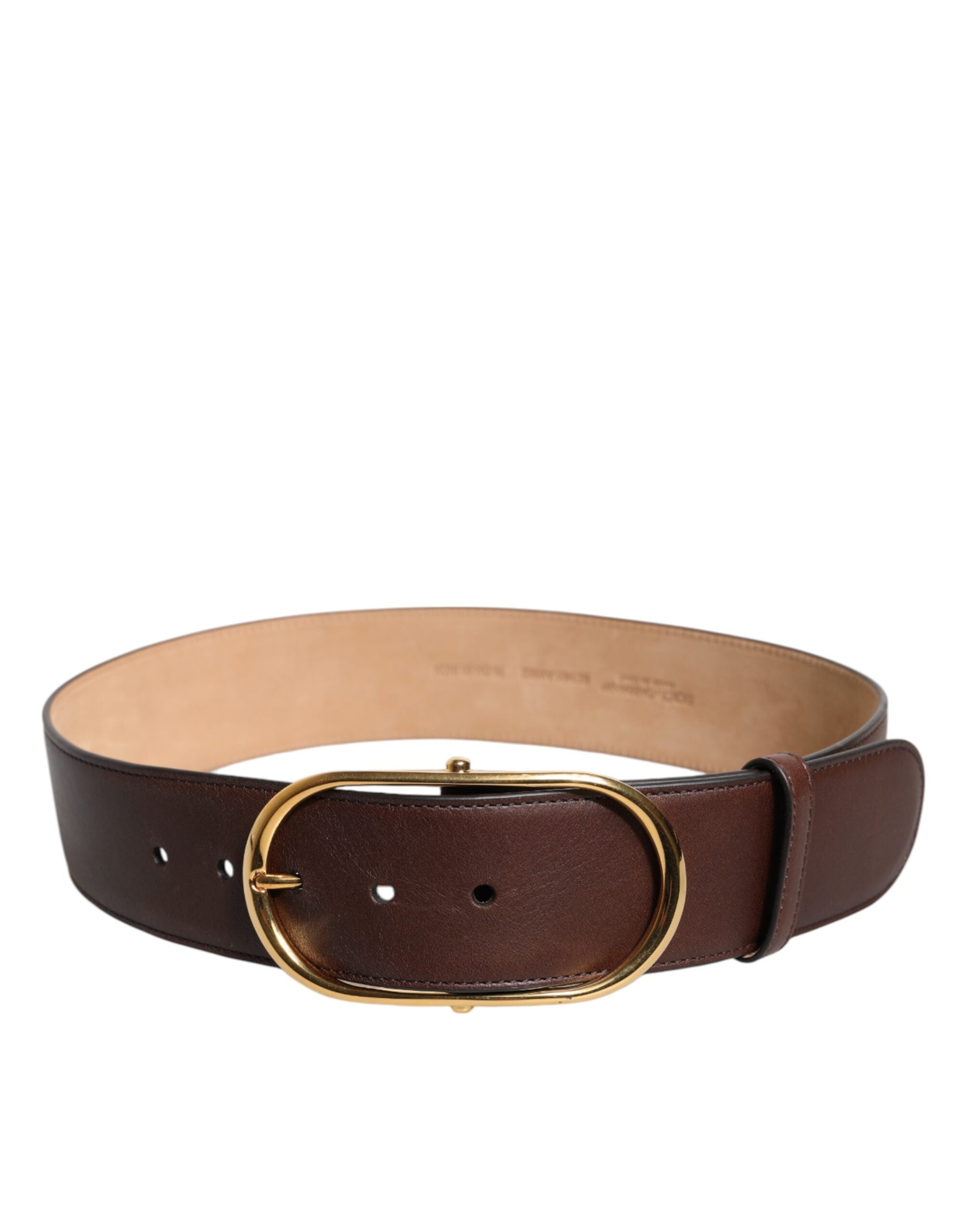 Dolce & Gabbana brown leather belt with oval metal buckle-3
