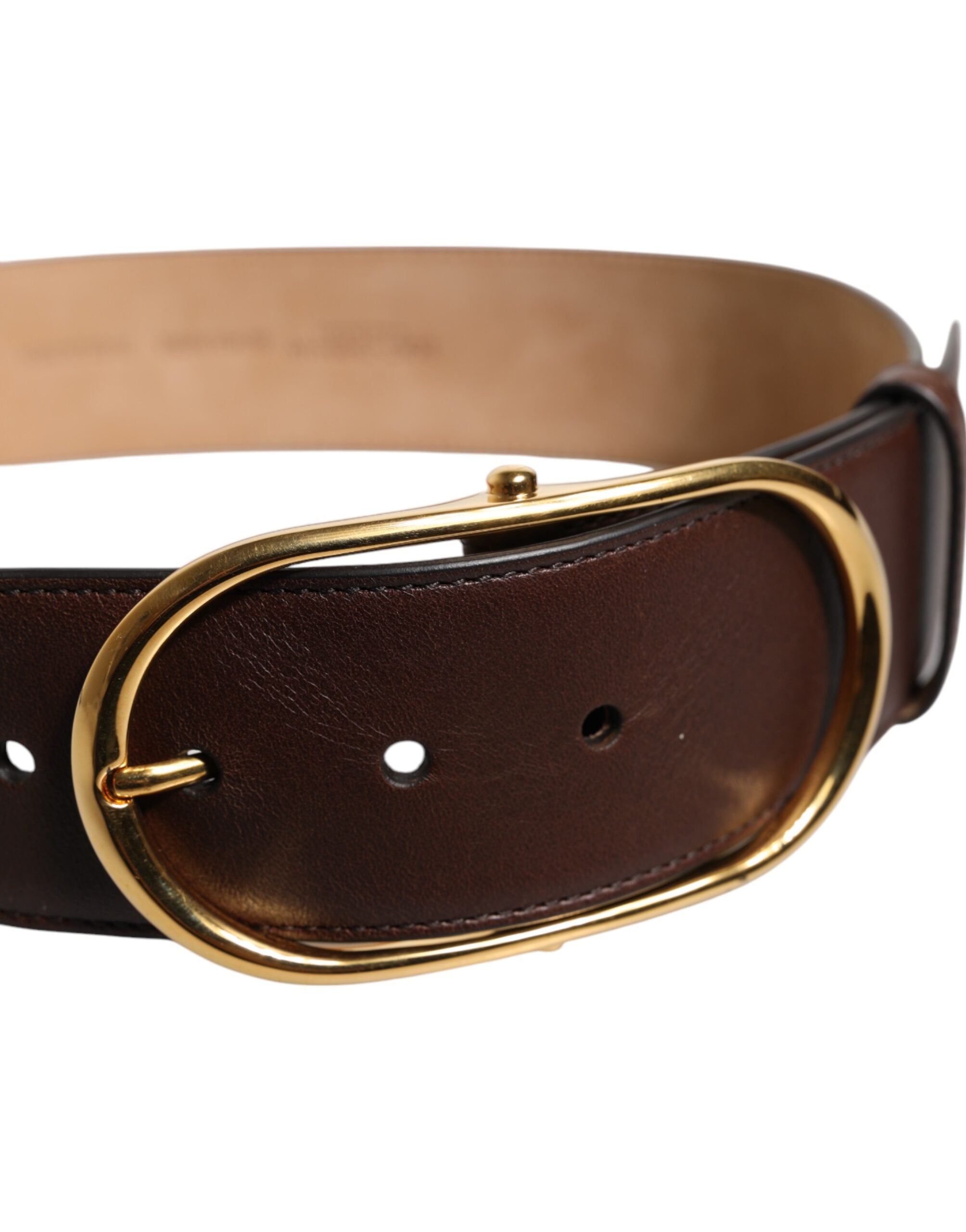 Dolce & Gabbana brown leather belt with oval metal buckle-5