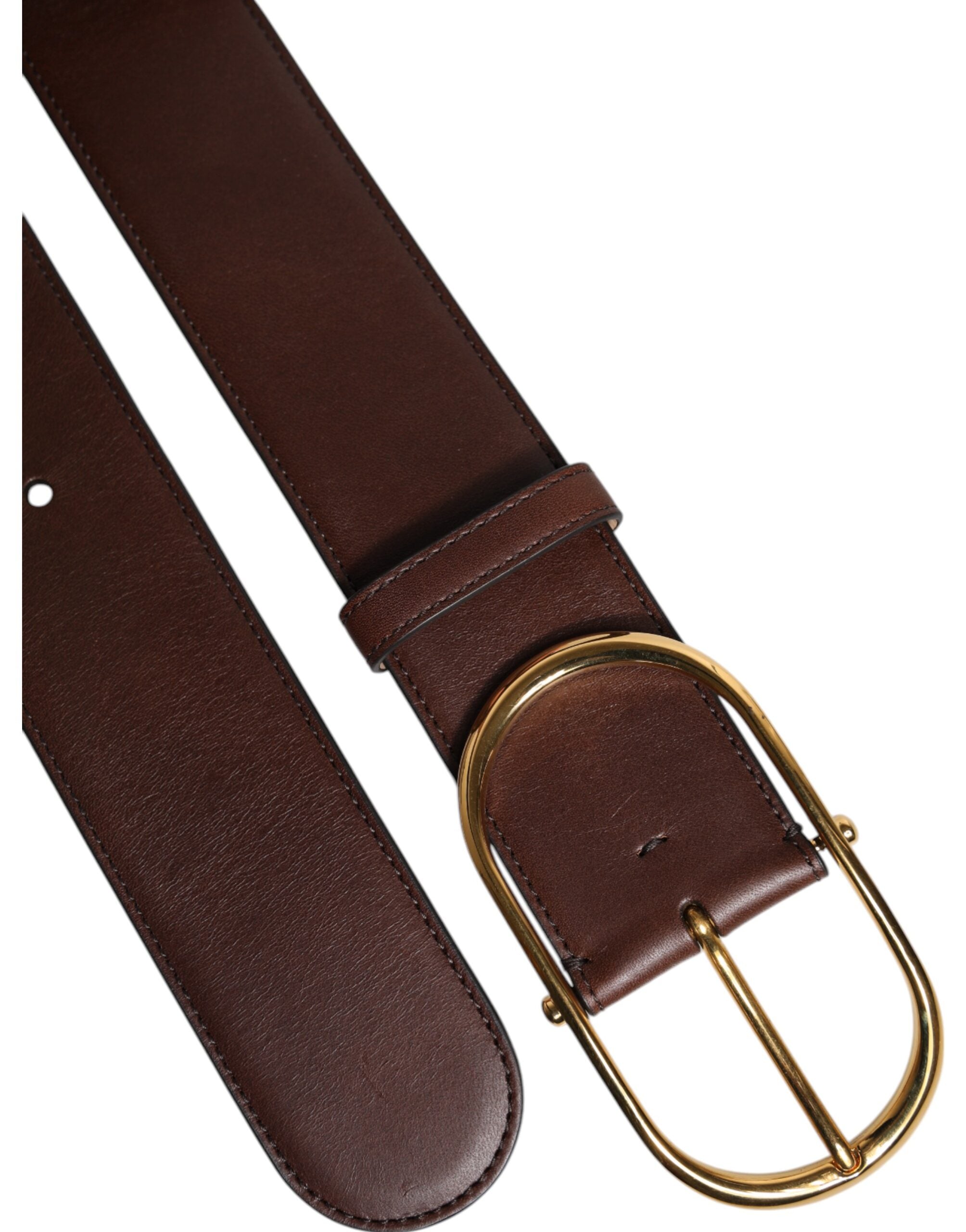 Dolce & Gabbana brown leather belt with oval metal buckle-6