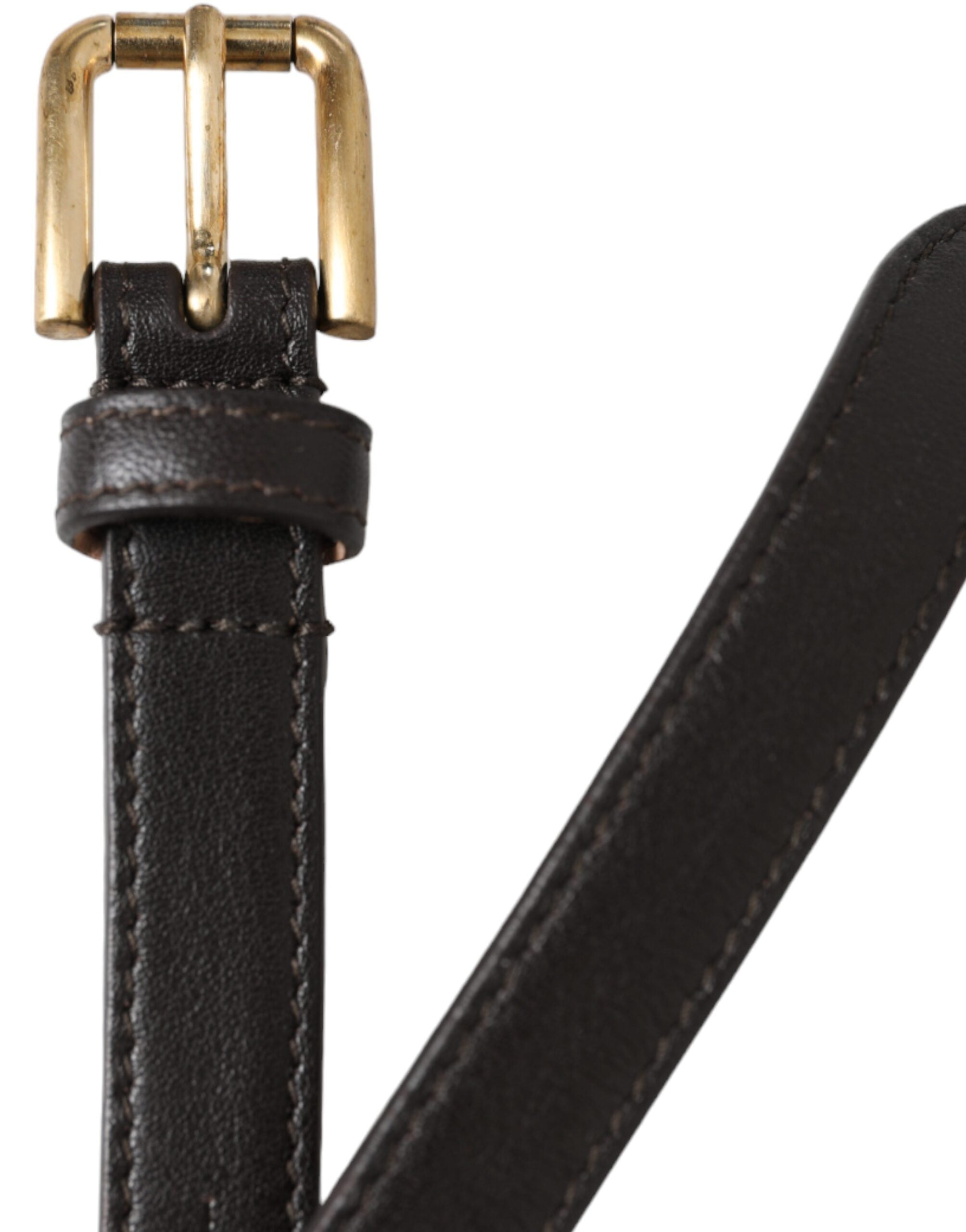 Dolce & Gabbana black leather belt with gold metal buckle, long and narrow-6