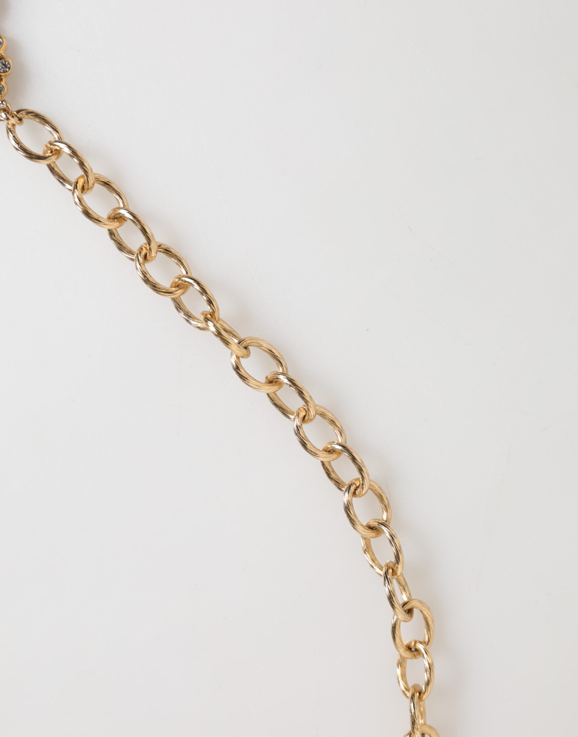 Dolce & Gabbana Gold Crystal Clock Pendant Statement Jewelry Necklace-5