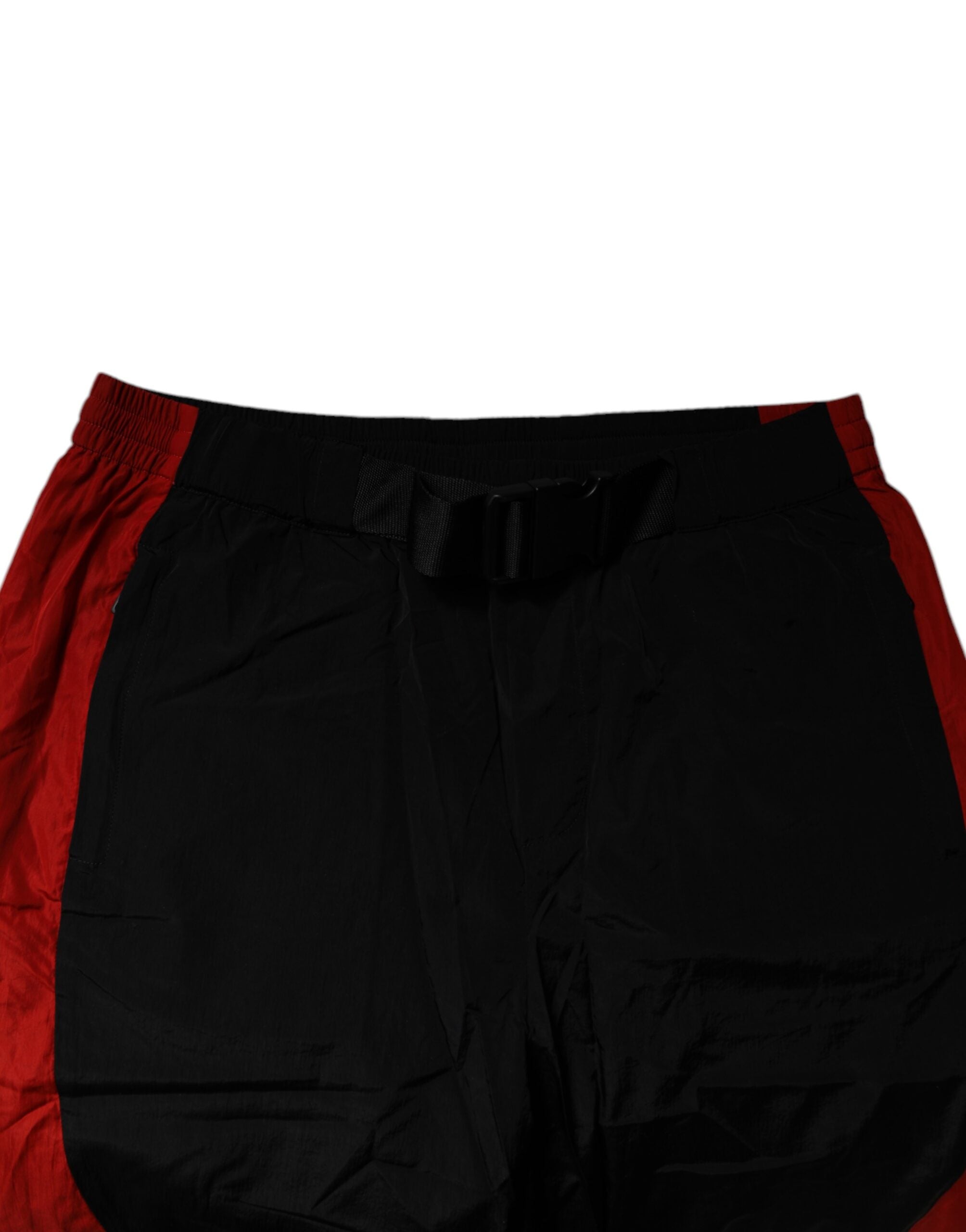 Pantalones jogger de nailon con estampado de leopardo en negro y rojo de Dolce & Gabbana-5