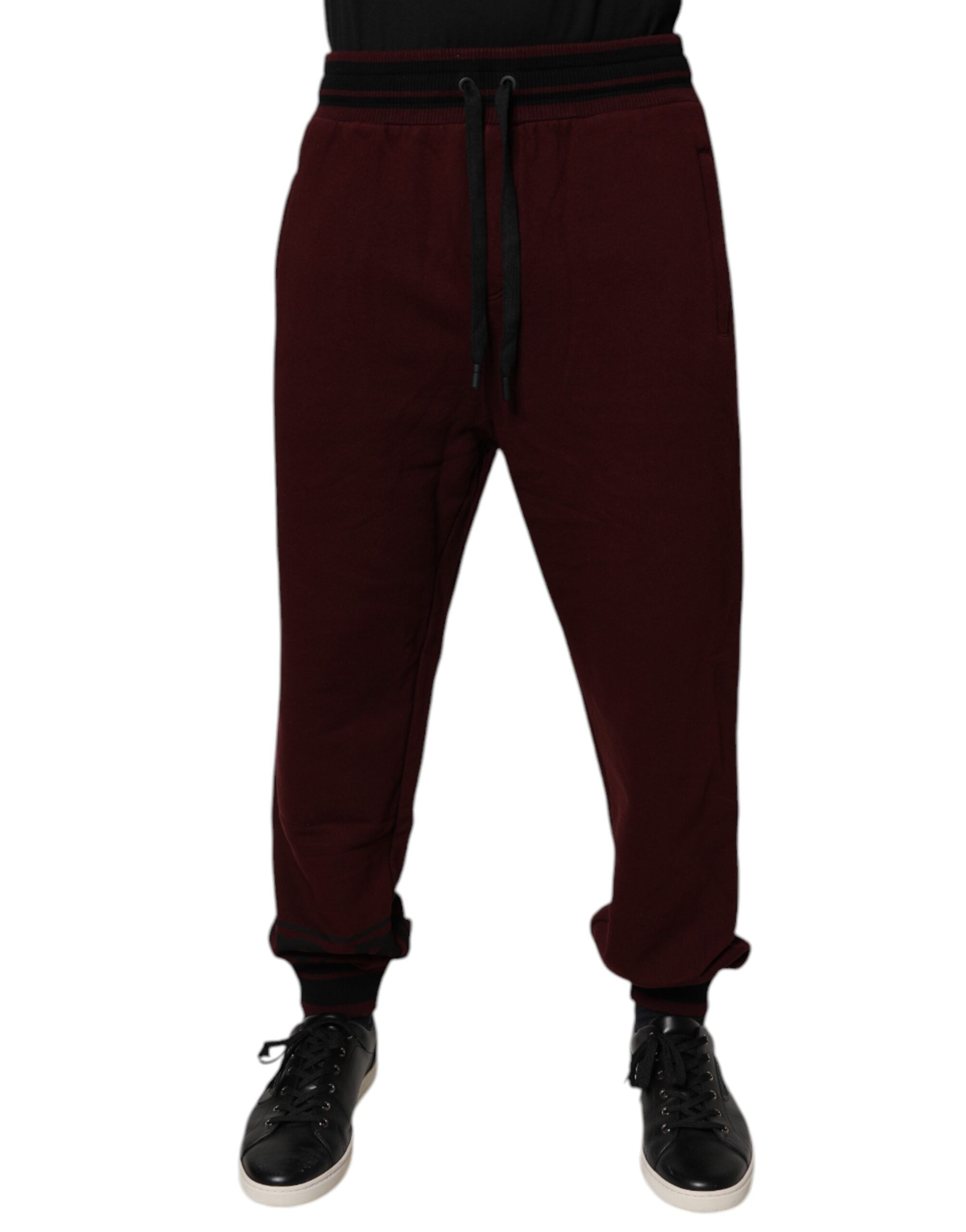 Dolce & Gabbana Maroon Cotton Men's Jogger Sweatpants Trousers