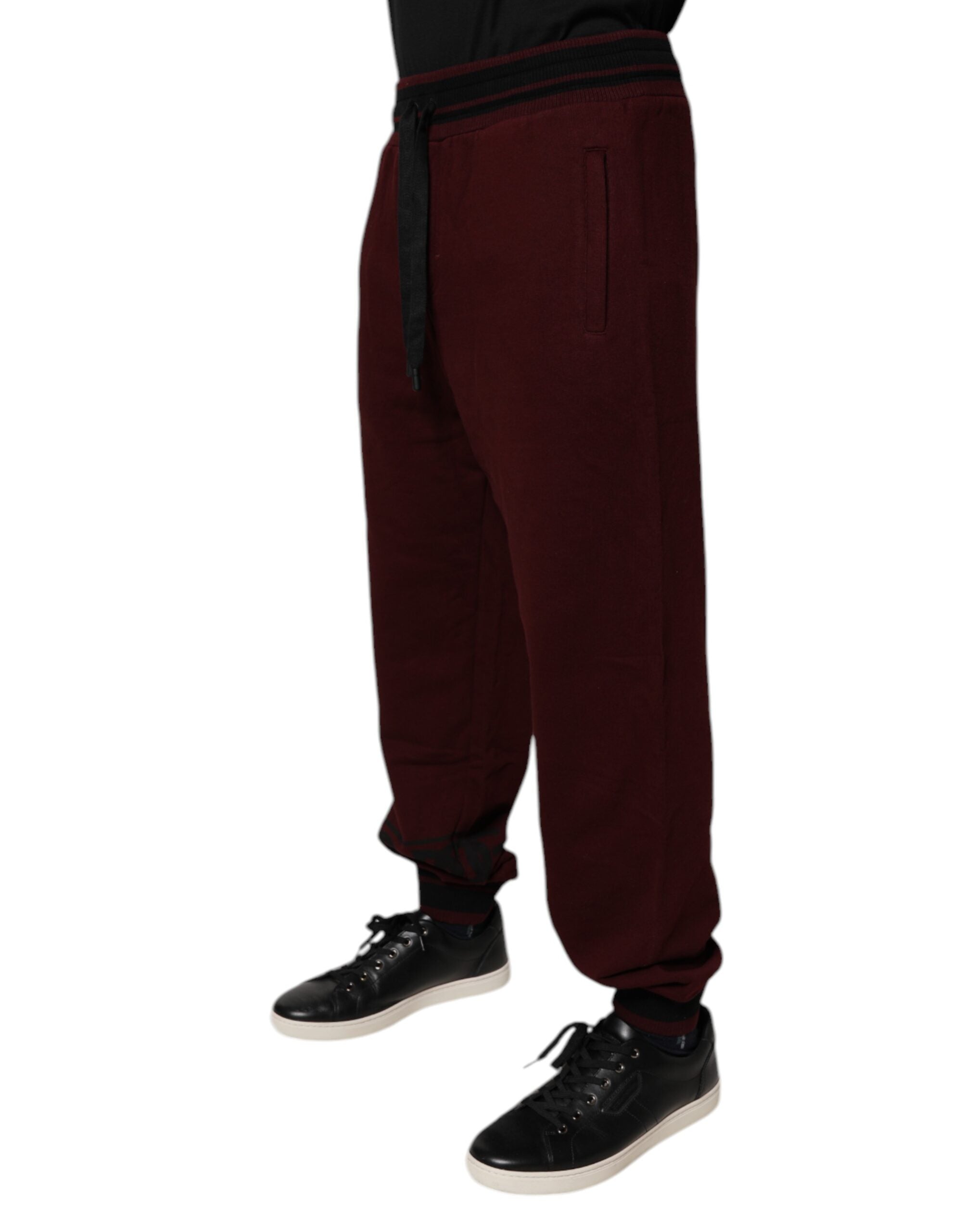 Dolce & Gabbana Maroon Baumwolle Männer Jogger Sweatpants Hosen-3