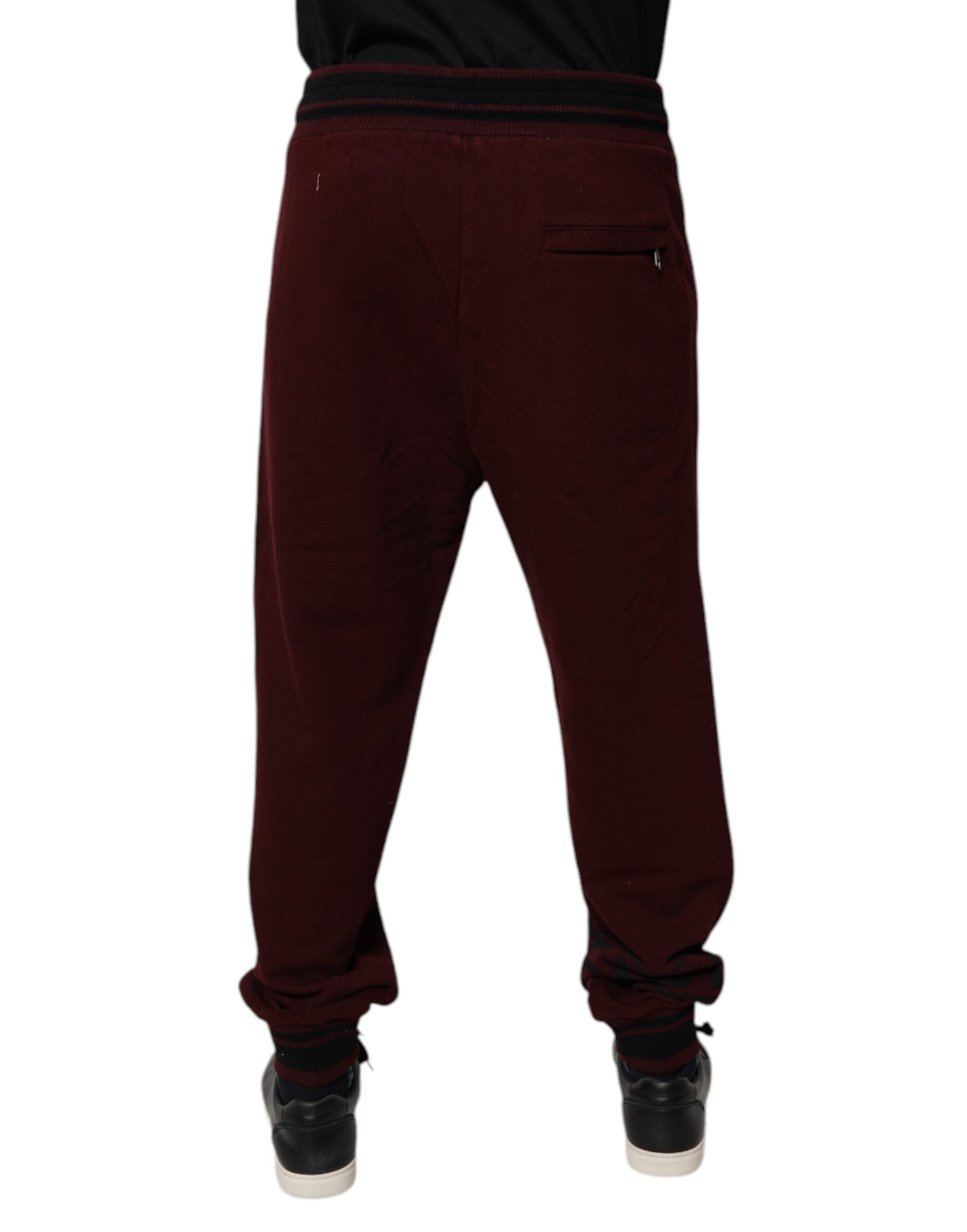 Dolce & Gabbana Maroon Baumwolle Männer Jogger Sweatpants Hosen-4