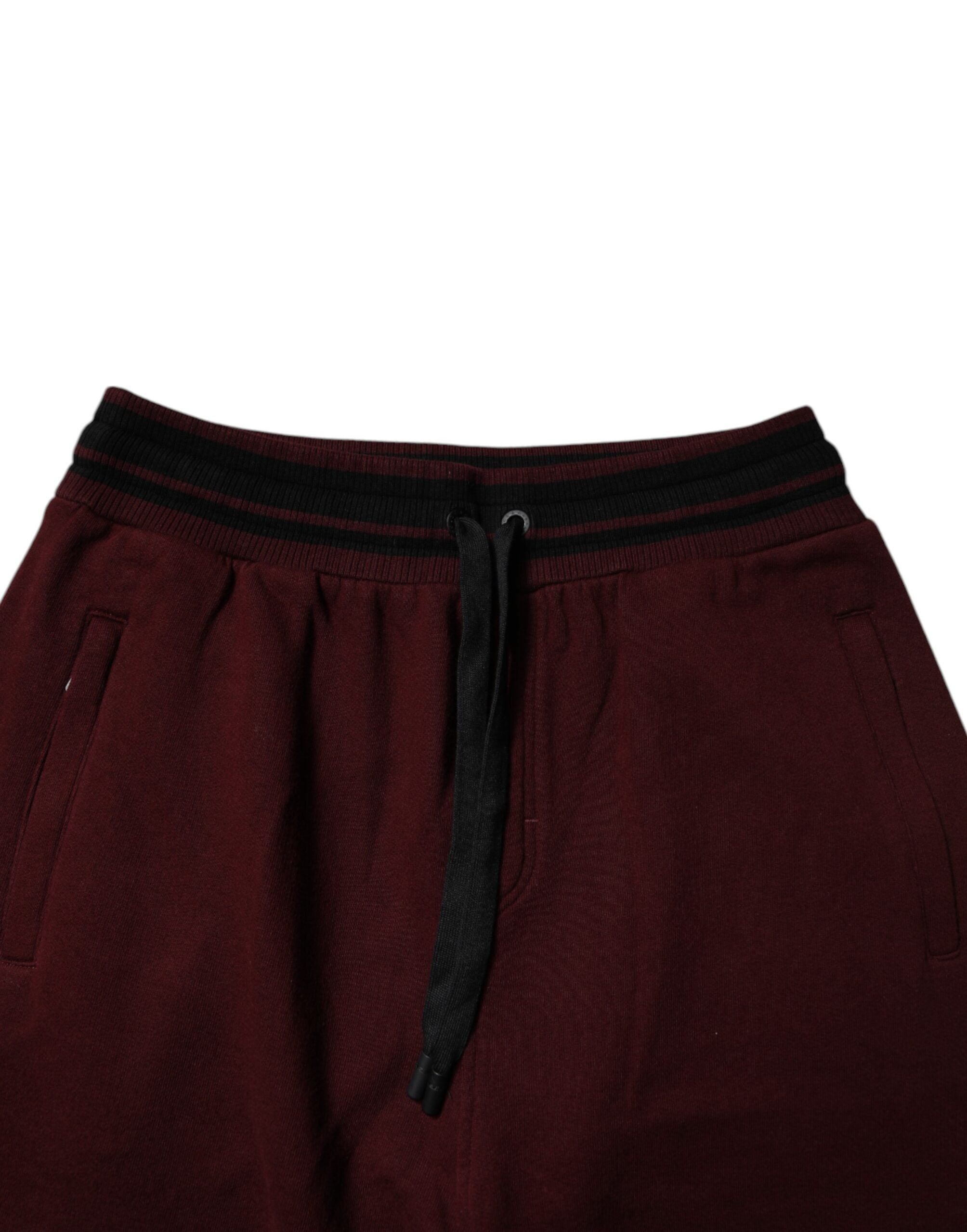 Dolce & Gabbana Maroon Baumwolle Männer Jogger Sweatpants Hosen-5