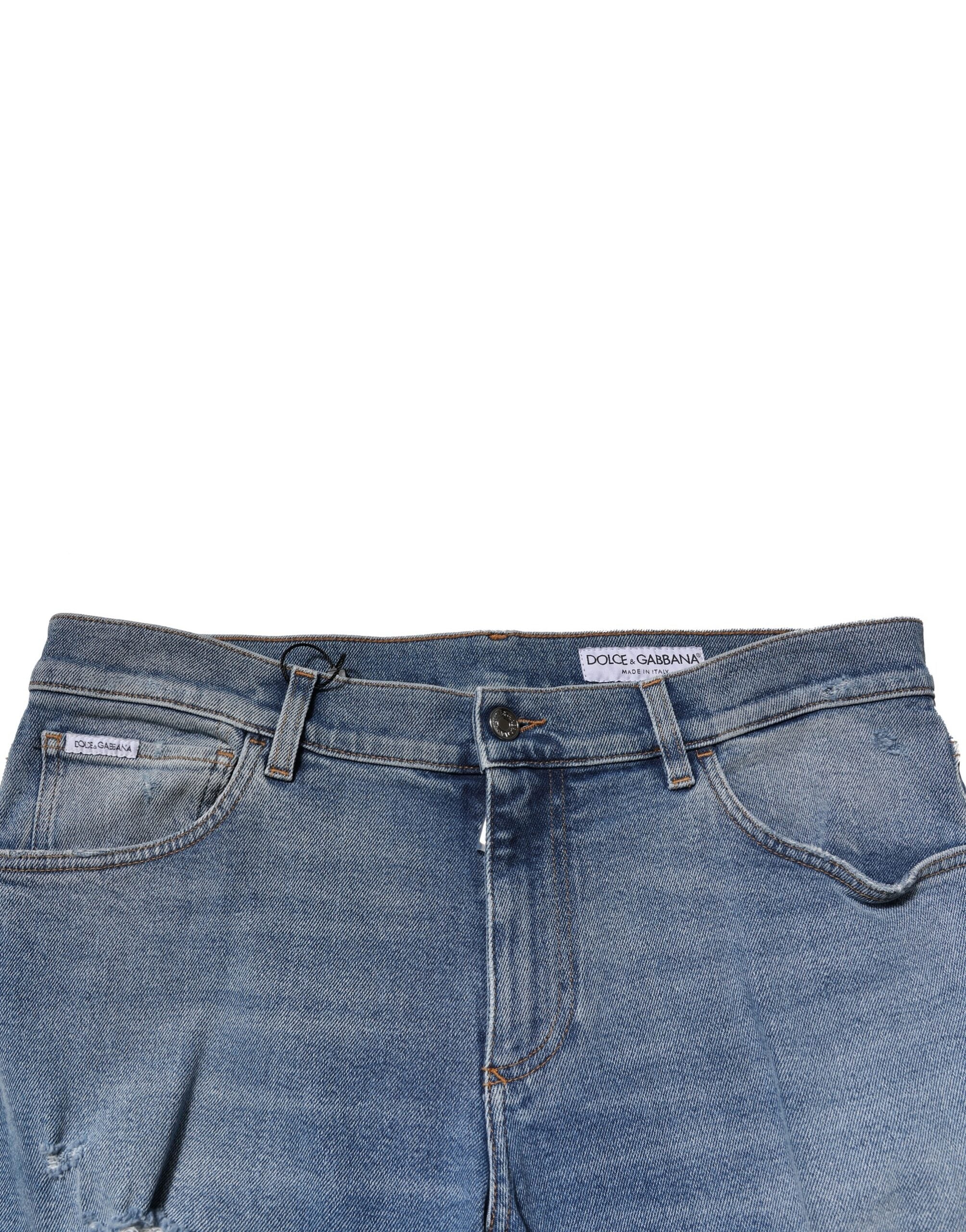 Dolce & Gabbana Blue Distressed Cotton Slim Men's Denim Jeans-5