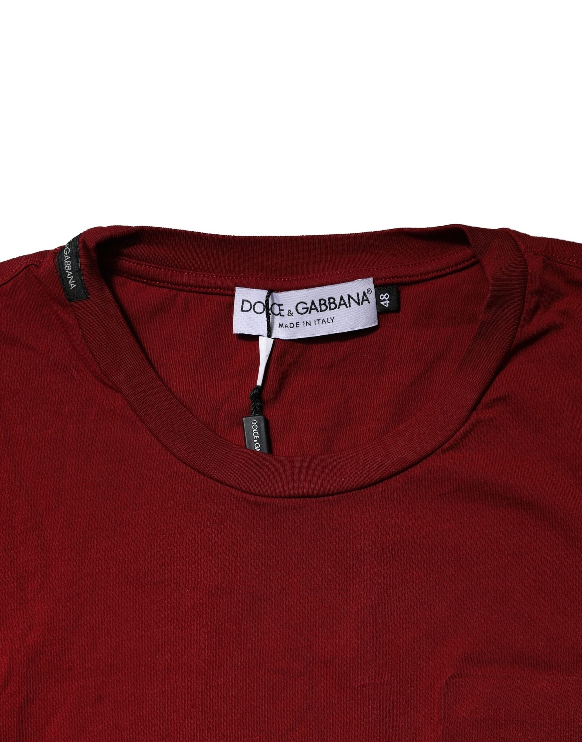 Camiseta Dolce & Gabbana color castaño con cuello redondo y manga corta confeccionada en algodón-4