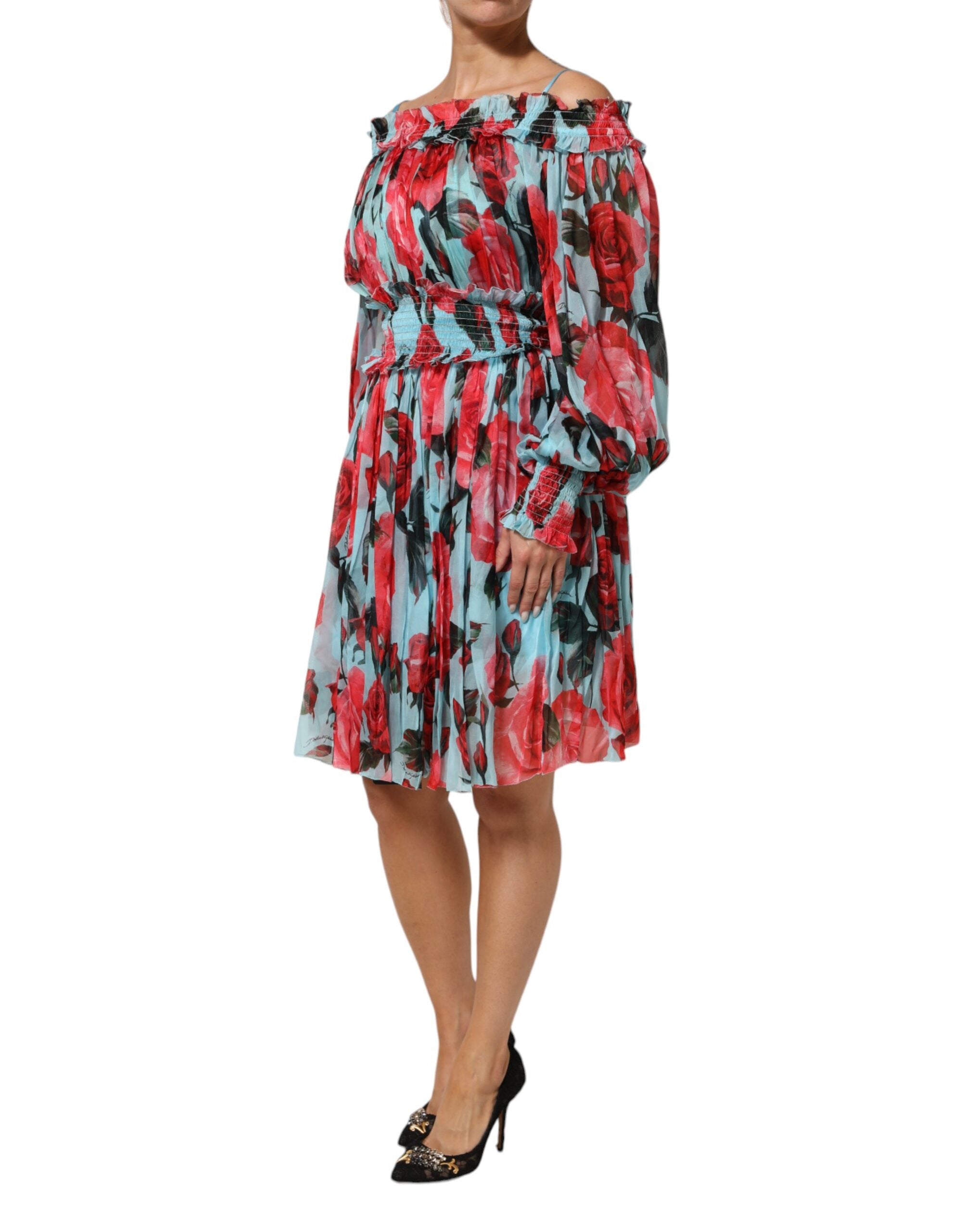 Dolce & Gabbana Multicolor Romantic Floral Silk Chiffon Dress-3