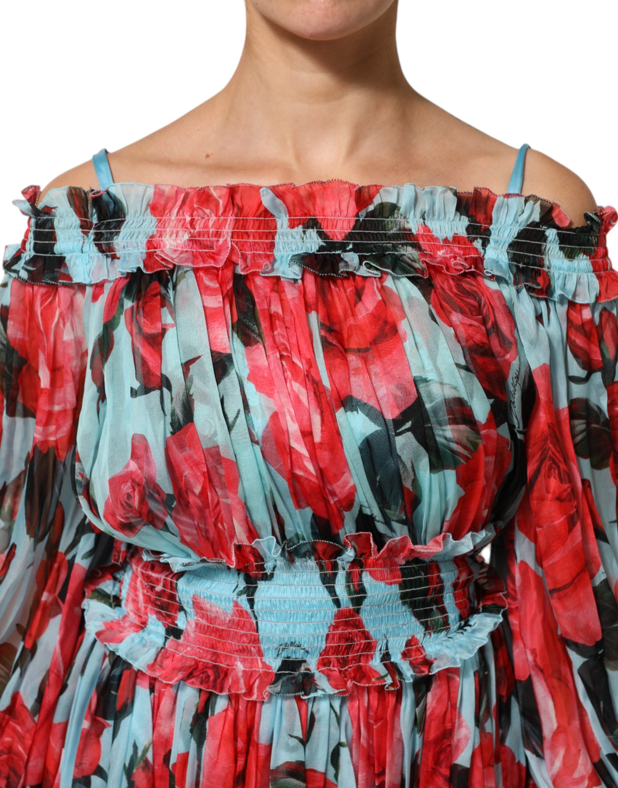 Dolce & Gabbana Multicolor Romantic Floral Silk Chiffon Dress-5