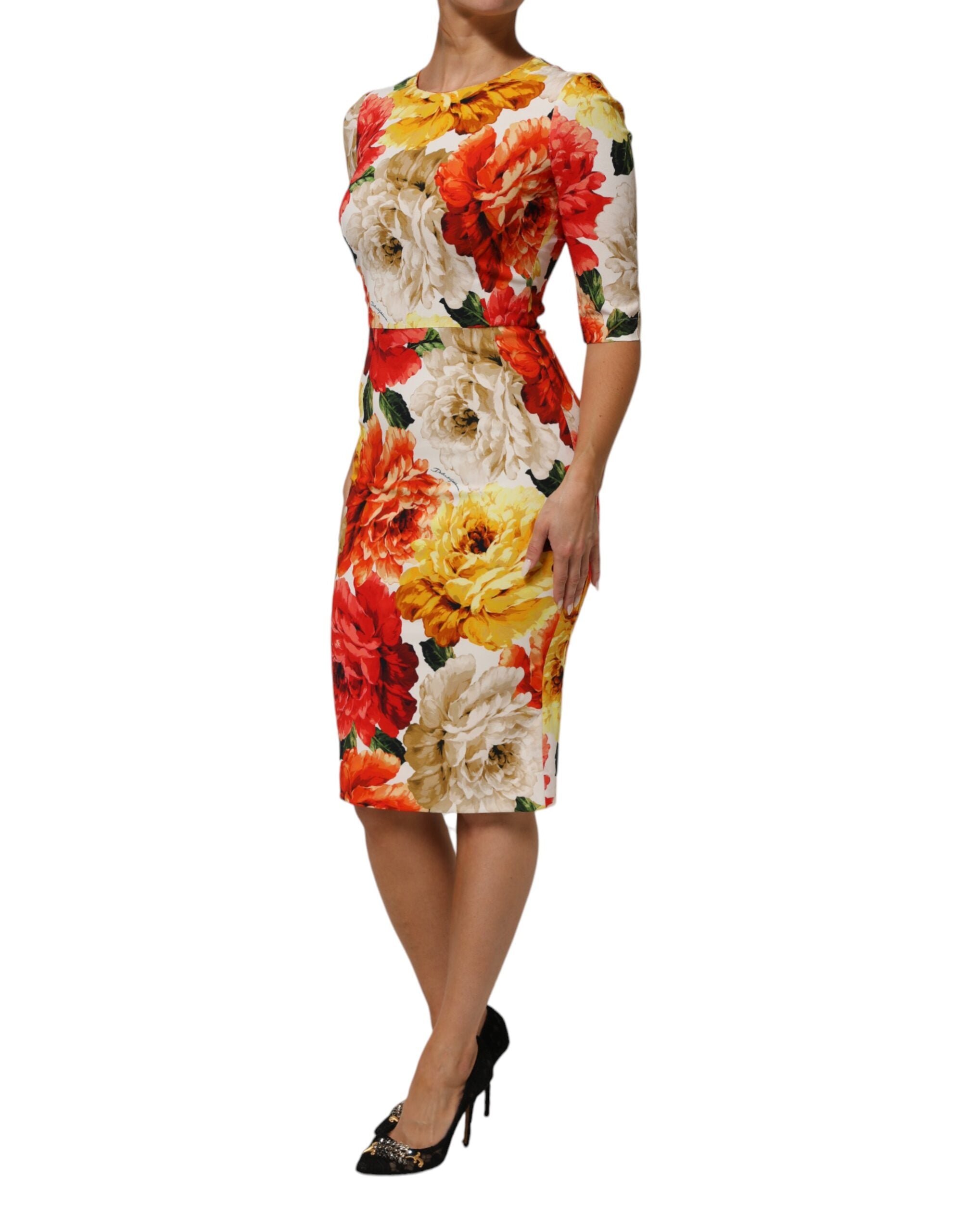 Dolce & Gabbana multicolor viscose sheath dress with floral print-3