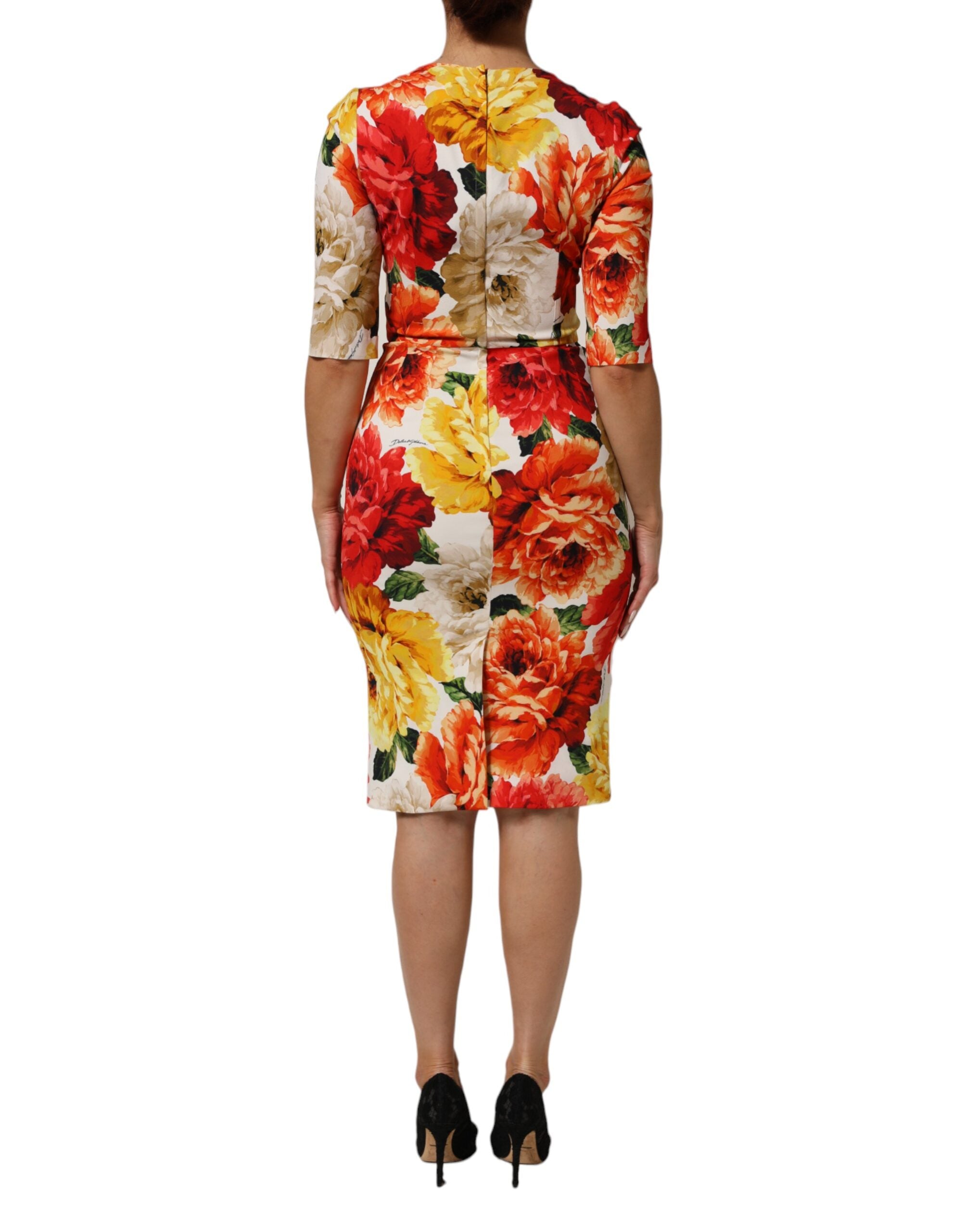Dolce & Gabbana multicolor viscose sheath dress with floral print-4
