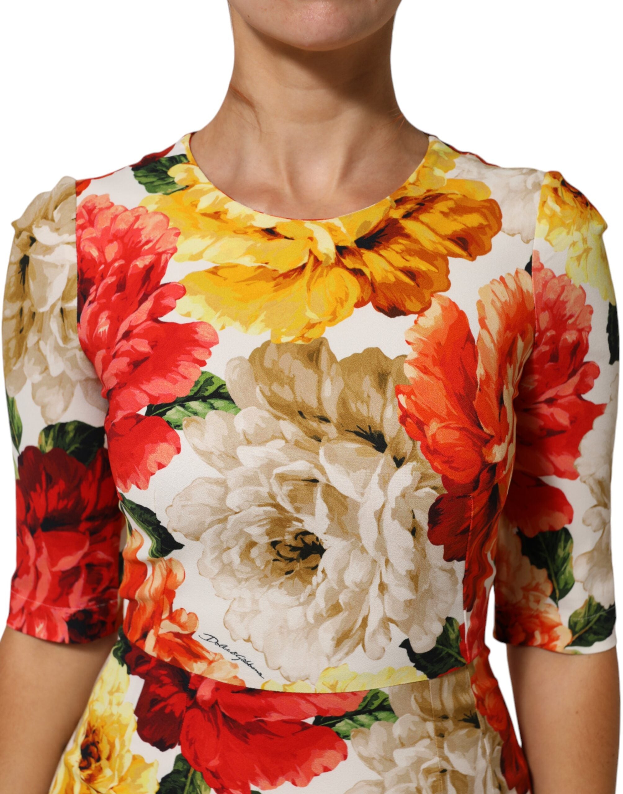 Dolce & Gabbana multicolor viscose sheath dress with floral print-5
