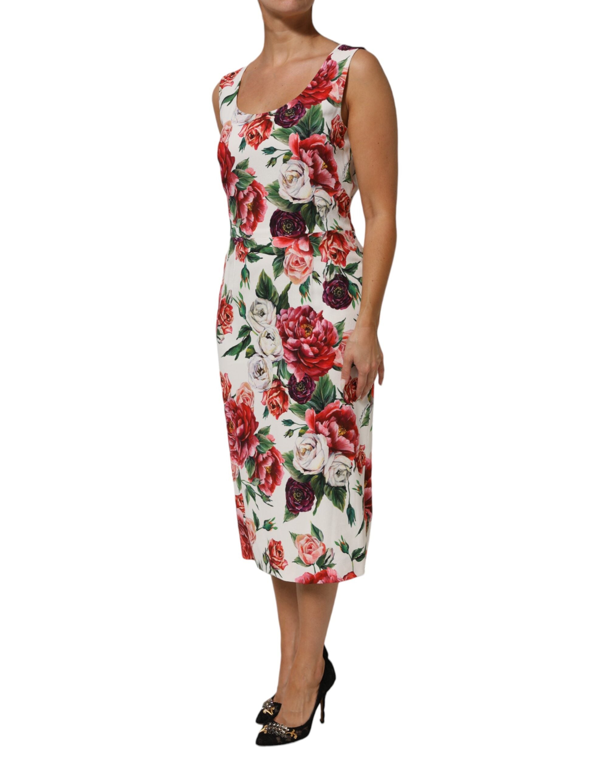 Vestido tubo de viscosa multicolor con estampado floral de Dolce & Gabbana-2