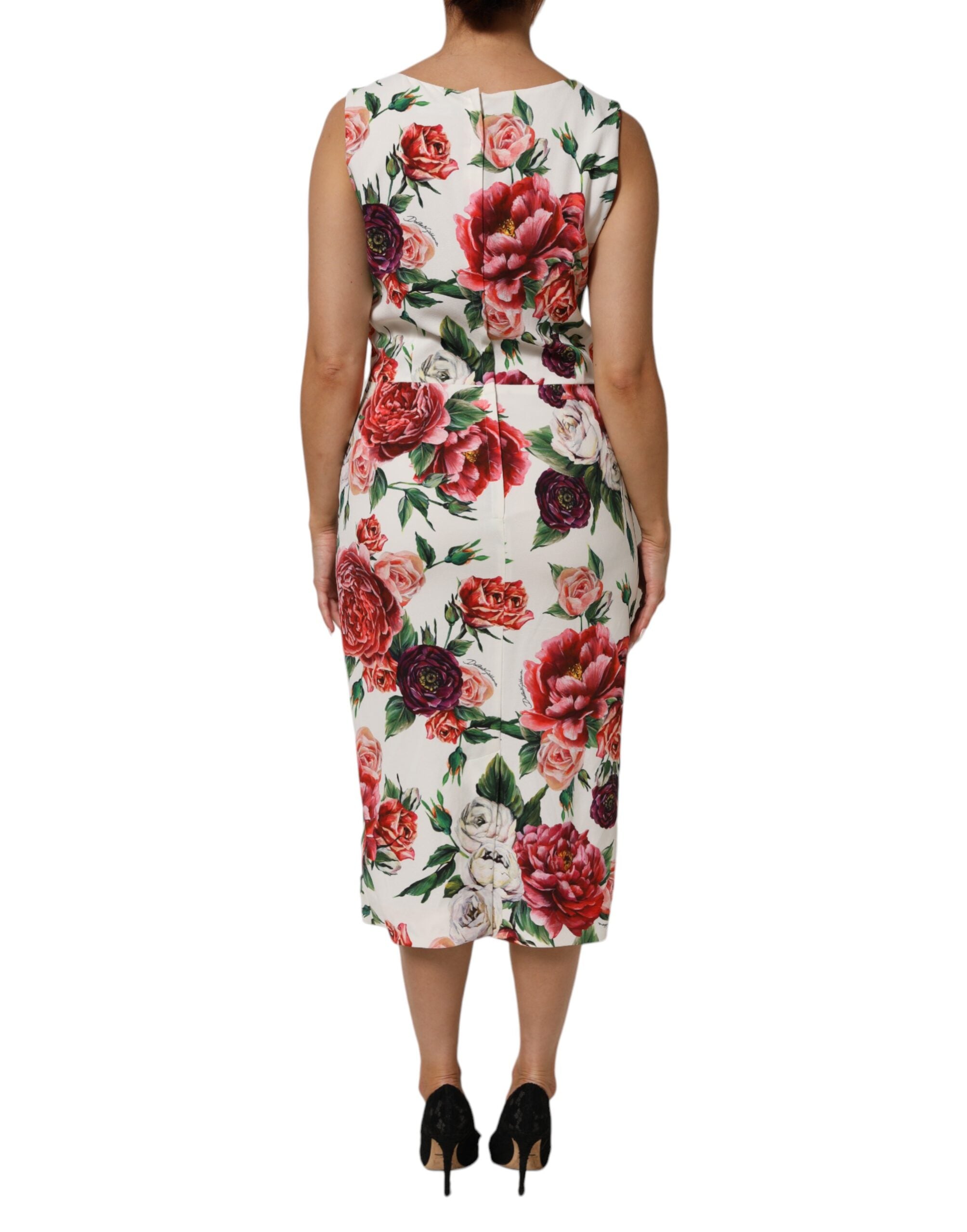 Vestido tubo de viscosa multicolor con estampado floral de Dolce & Gabbana-3