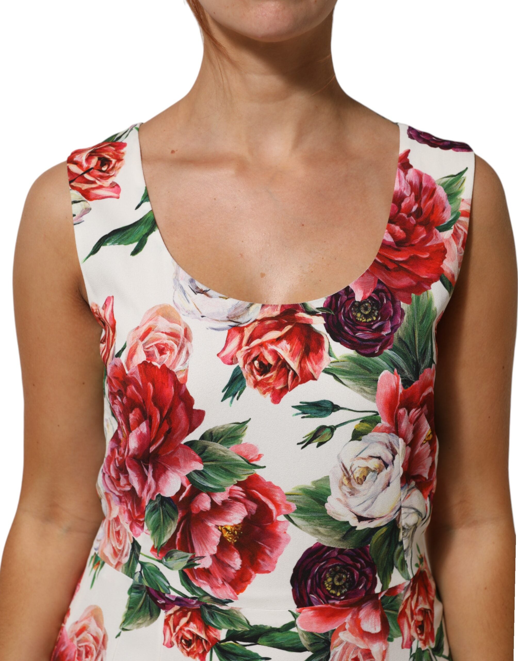 Vestido tubo de viscosa multicolor con estampado floral de Dolce & Gabbana-4