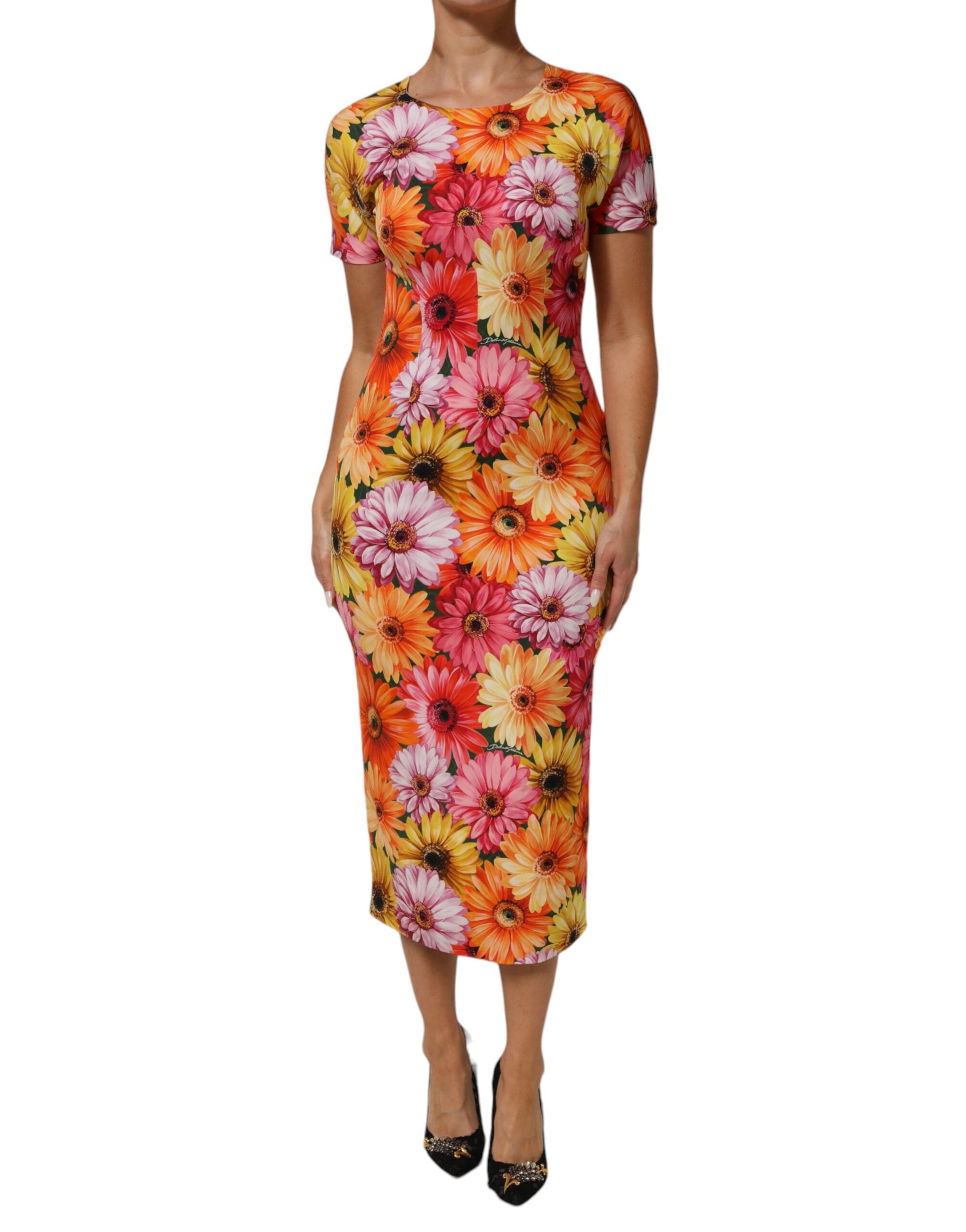 Dolce & Gabbana multicolor silk midi dress with floral print-1