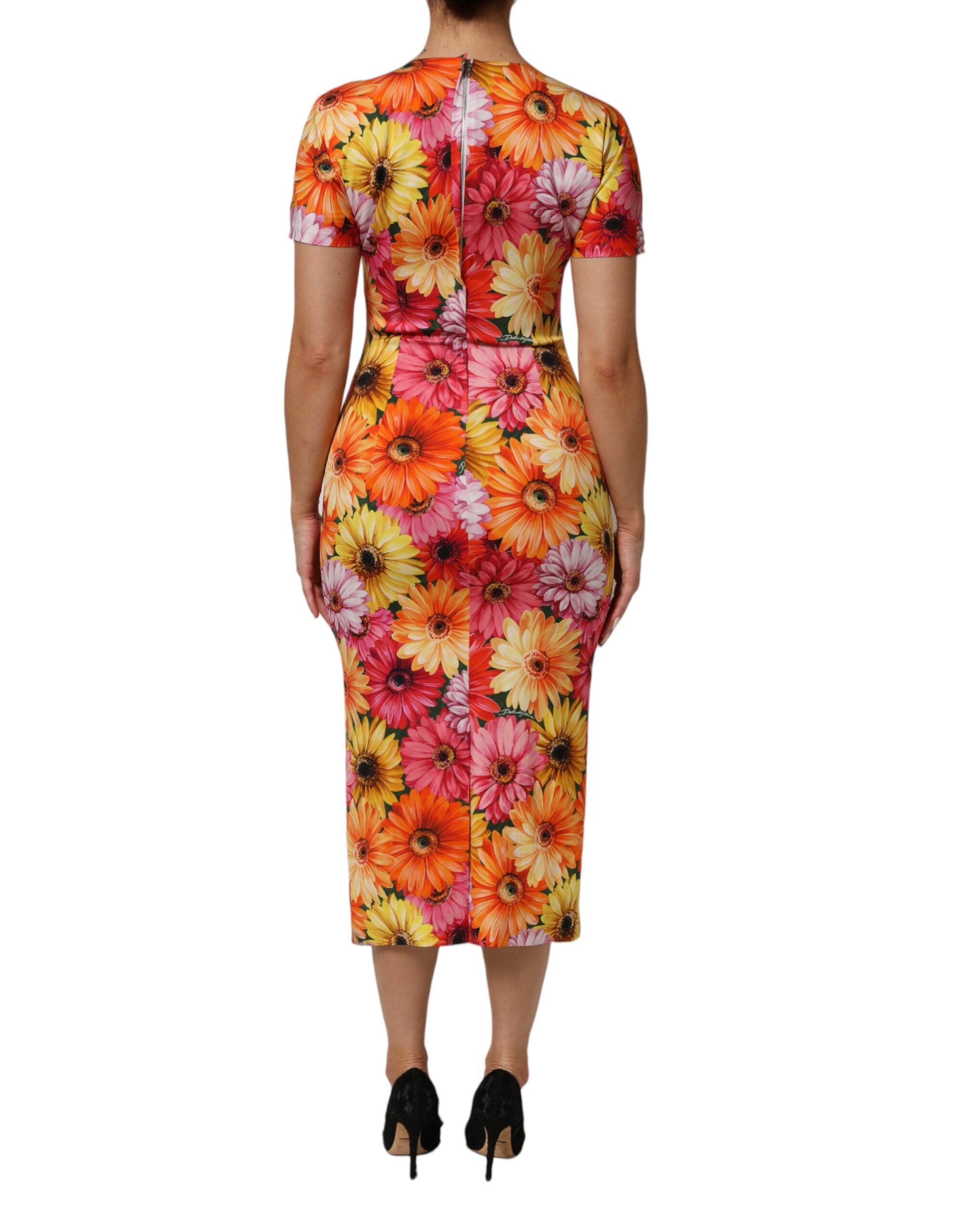 Dolce & Gabbana multicolor silk midi dress with floral print-4